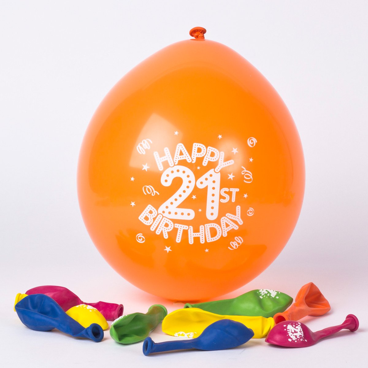 Multicoloured Age 21 Small Air-fill Latex Balloons, Pack of 10
