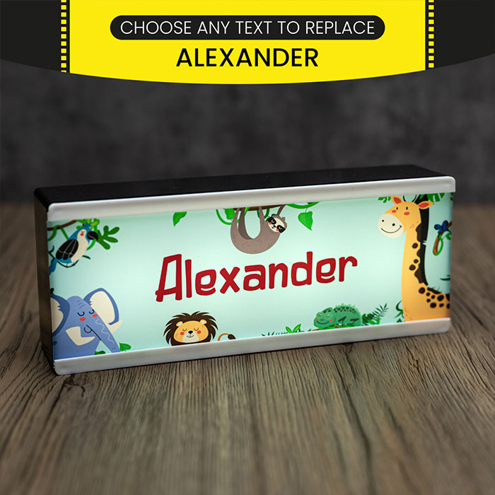 Personalised Room Sign Light Box Jungle