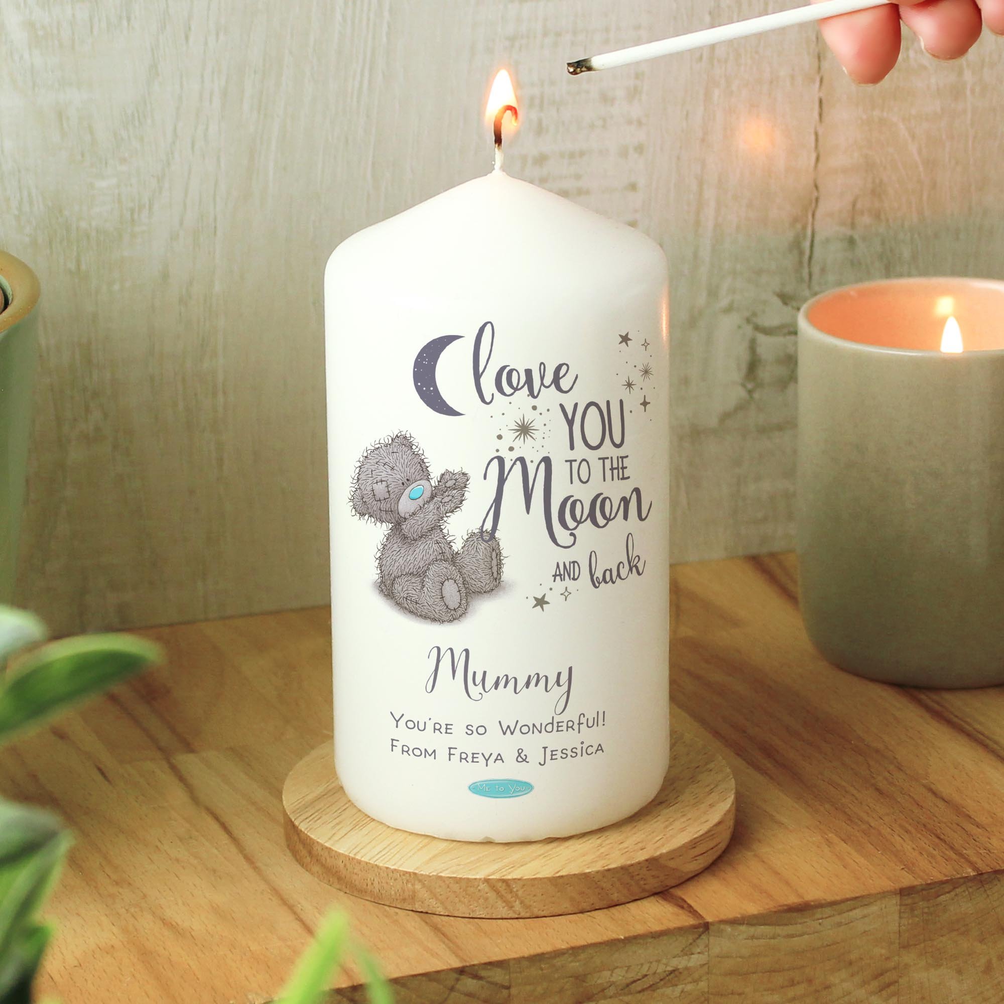 Personalised Me to You 'Love You to the Moon & Back' Pillar Candle