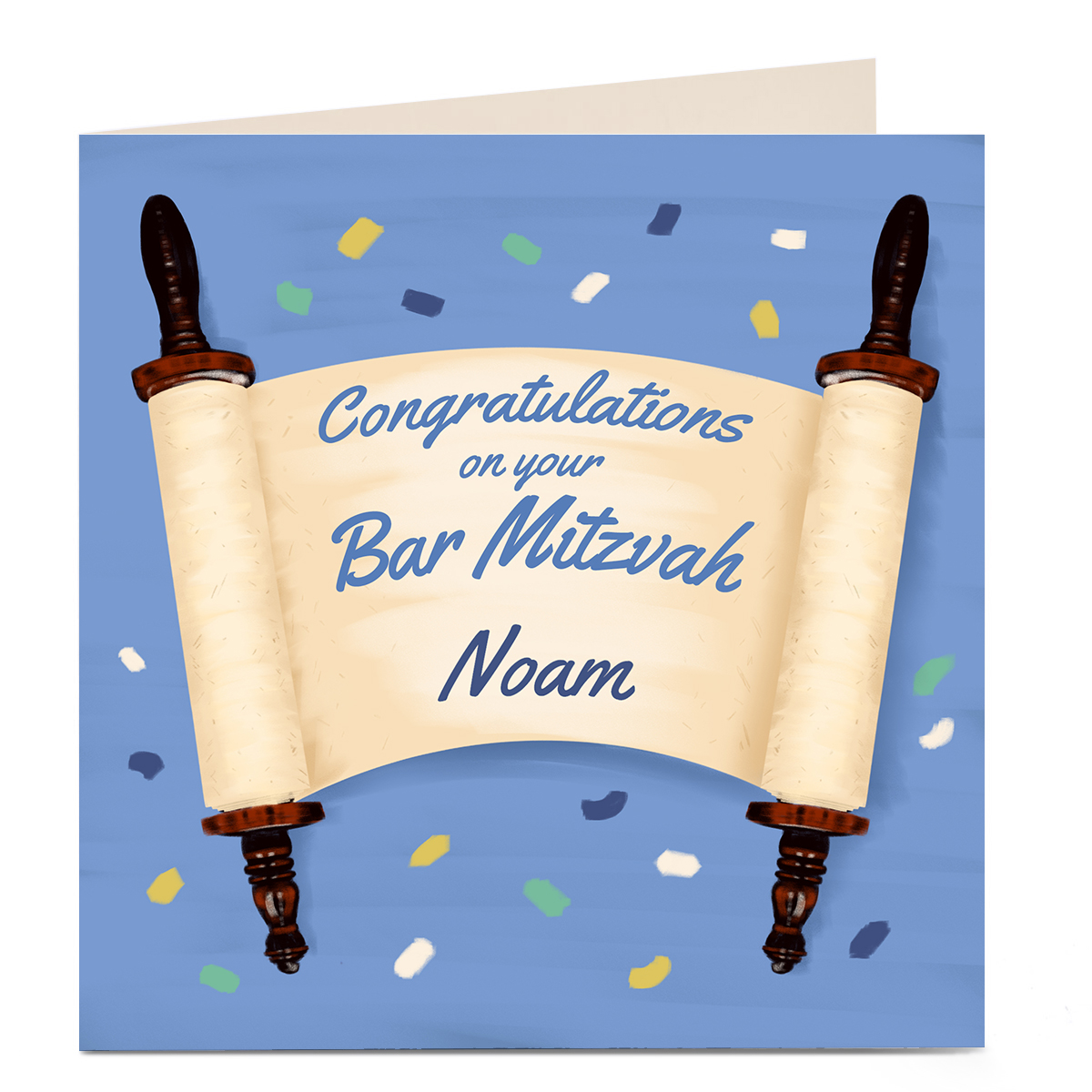 Personalised Bar Mitzvah Card - Congratulations Scroll