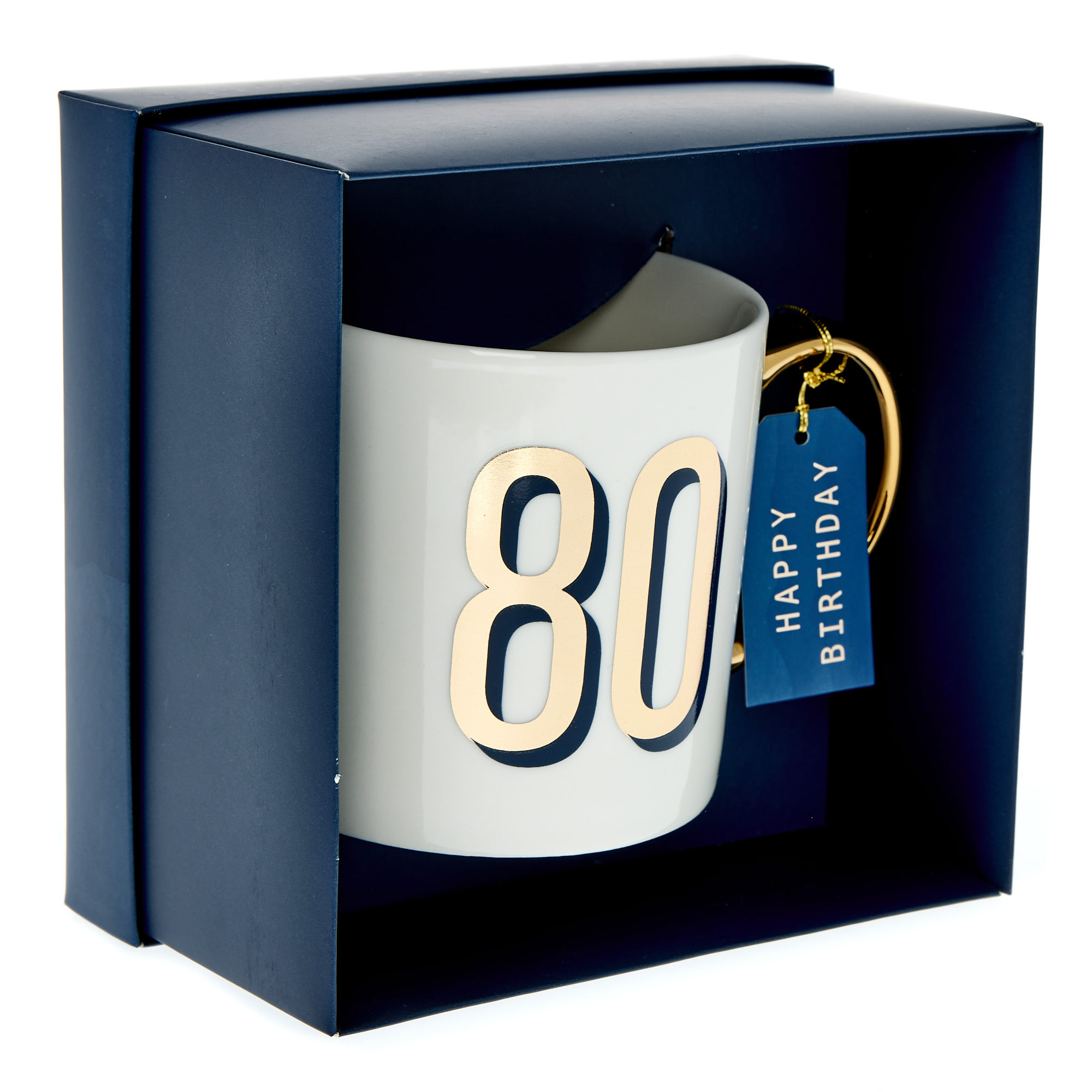 Blue & Gold 80th Birthday Mug