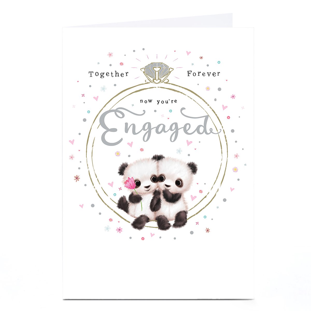 Personalised Engagement Card - Cute Panda Bears Together Forever