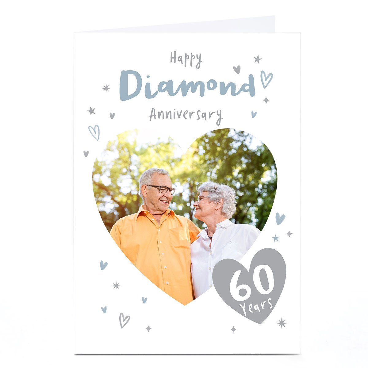 Personalised Anniversary Photo Card - Diamond Anniversary, 60 Years