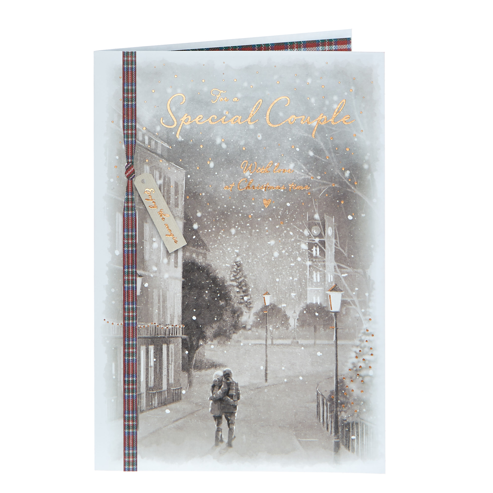 Christmas Card - Special Couple, Snowy Walk In The Street