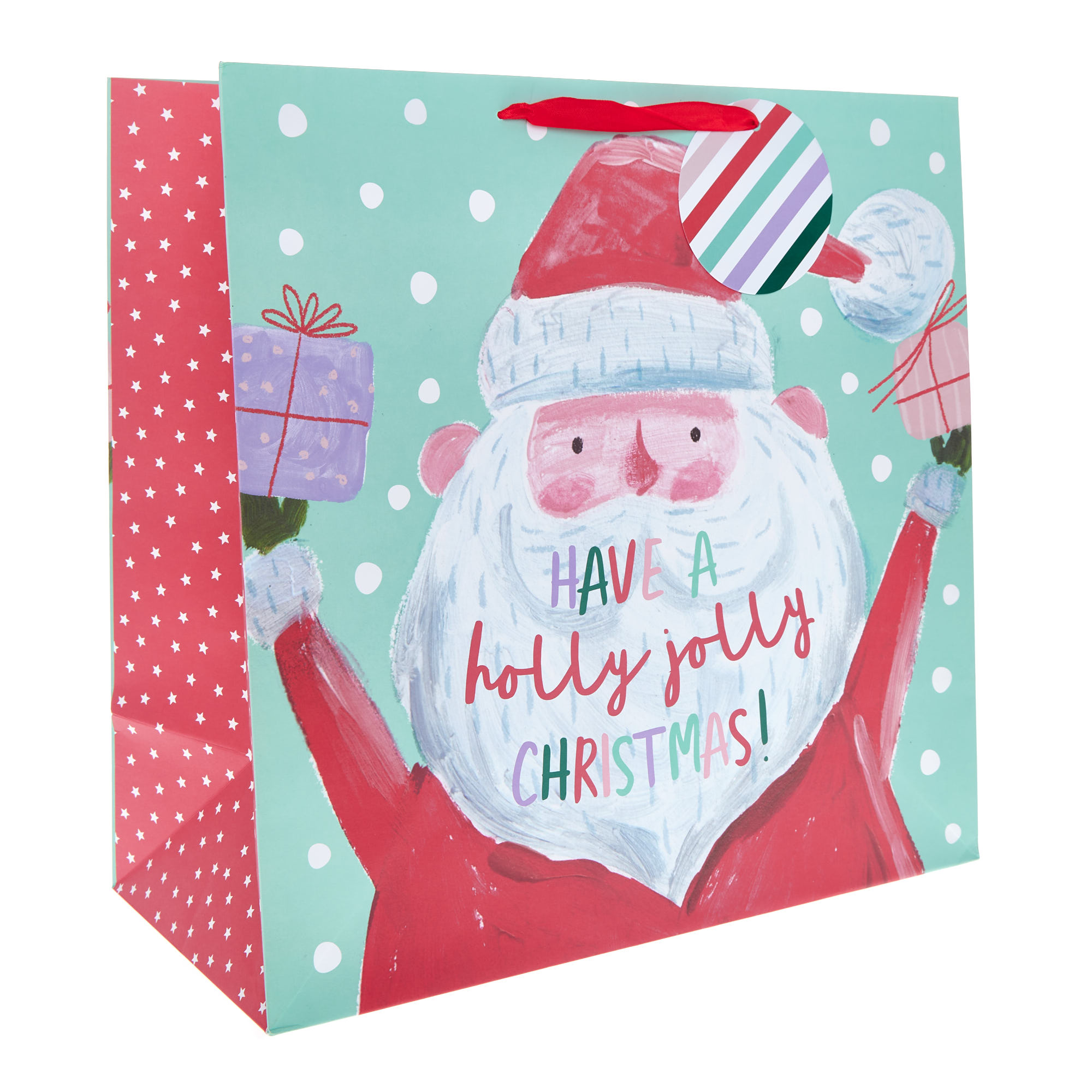 Giant Square Holly Jolly Santa Christmas Gift Bag