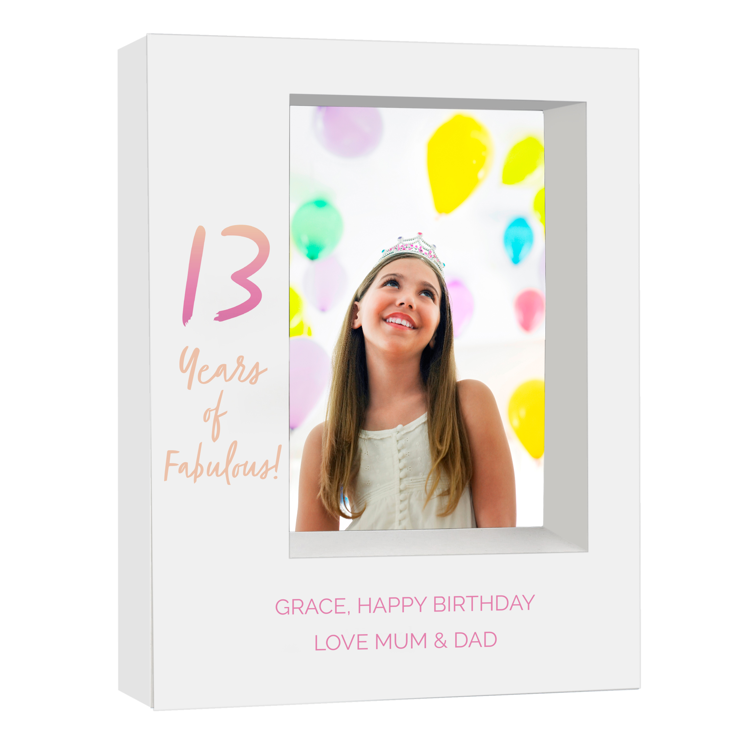 Personalised 13th Birthday Box Photo Frame - Pastel Gradient