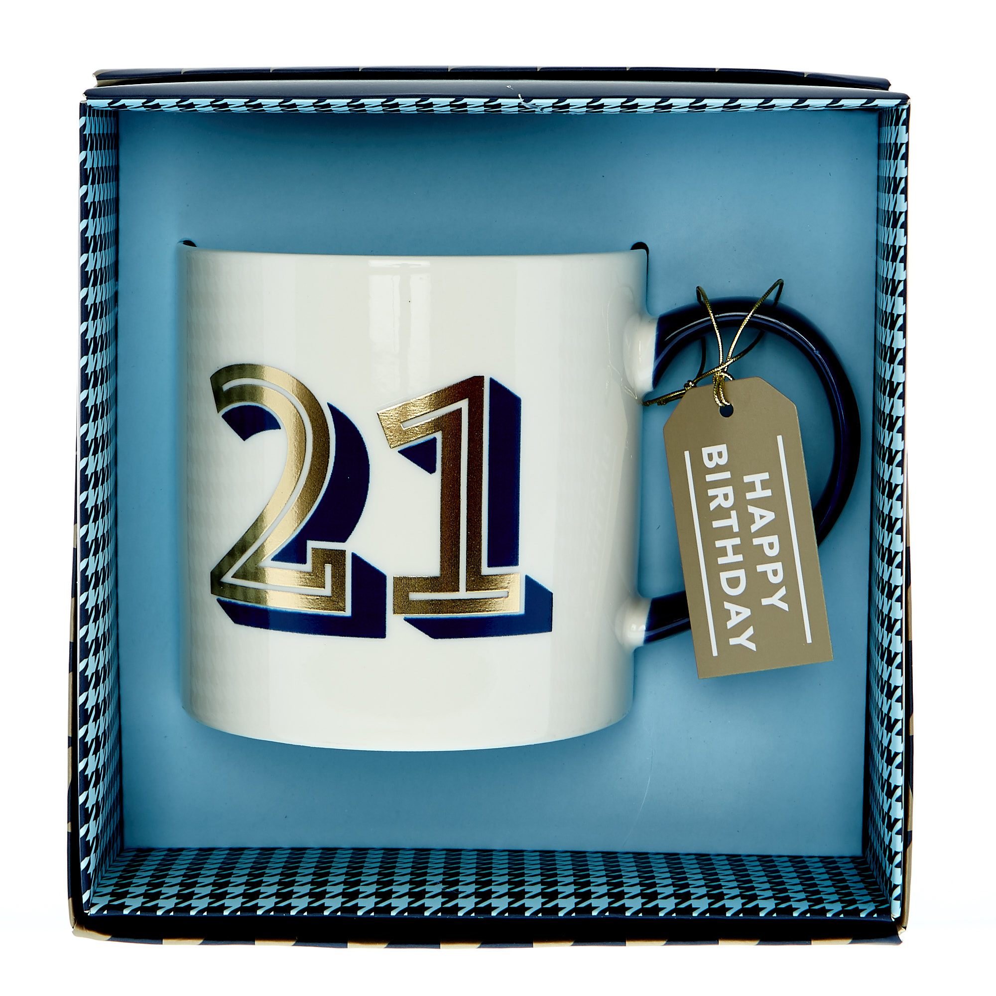 21st Birthday Mug In A Box - Blue & Gold 