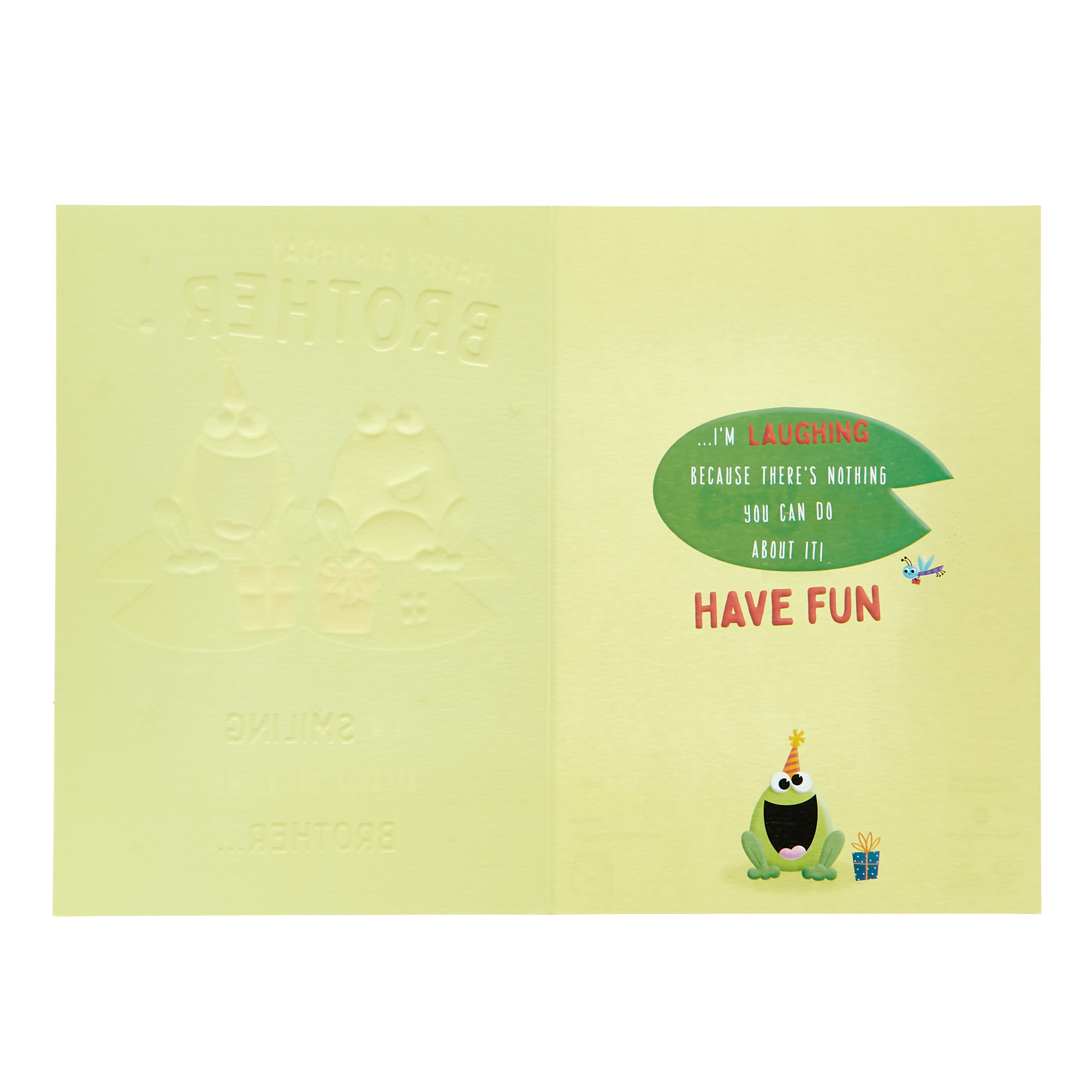 Brother I'm smiling Party Frogs Birthday Card