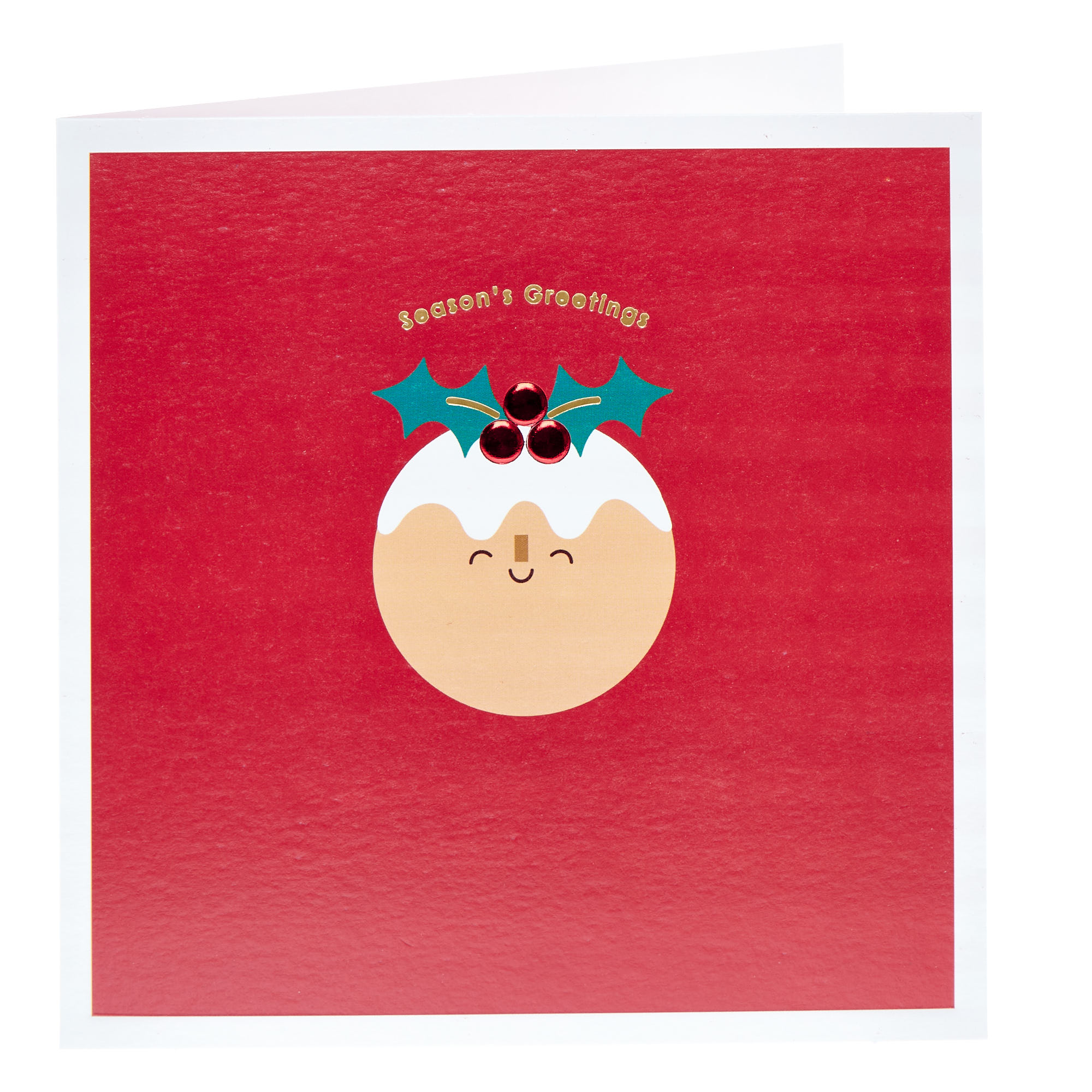 Season's Greetings Xmas Pudding Christmas Card