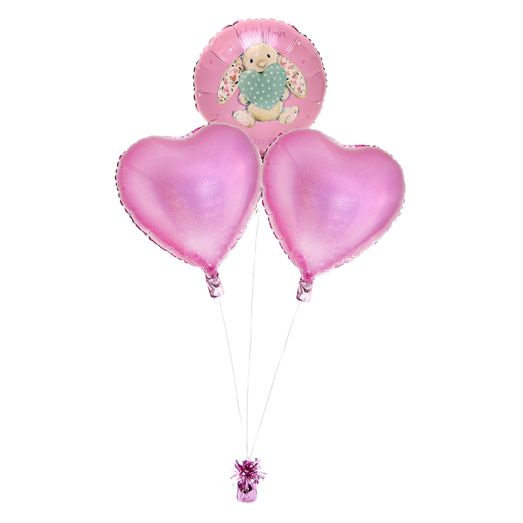 With Love Mummy Bunny Balloon Bouquet - Delivered Inflated!