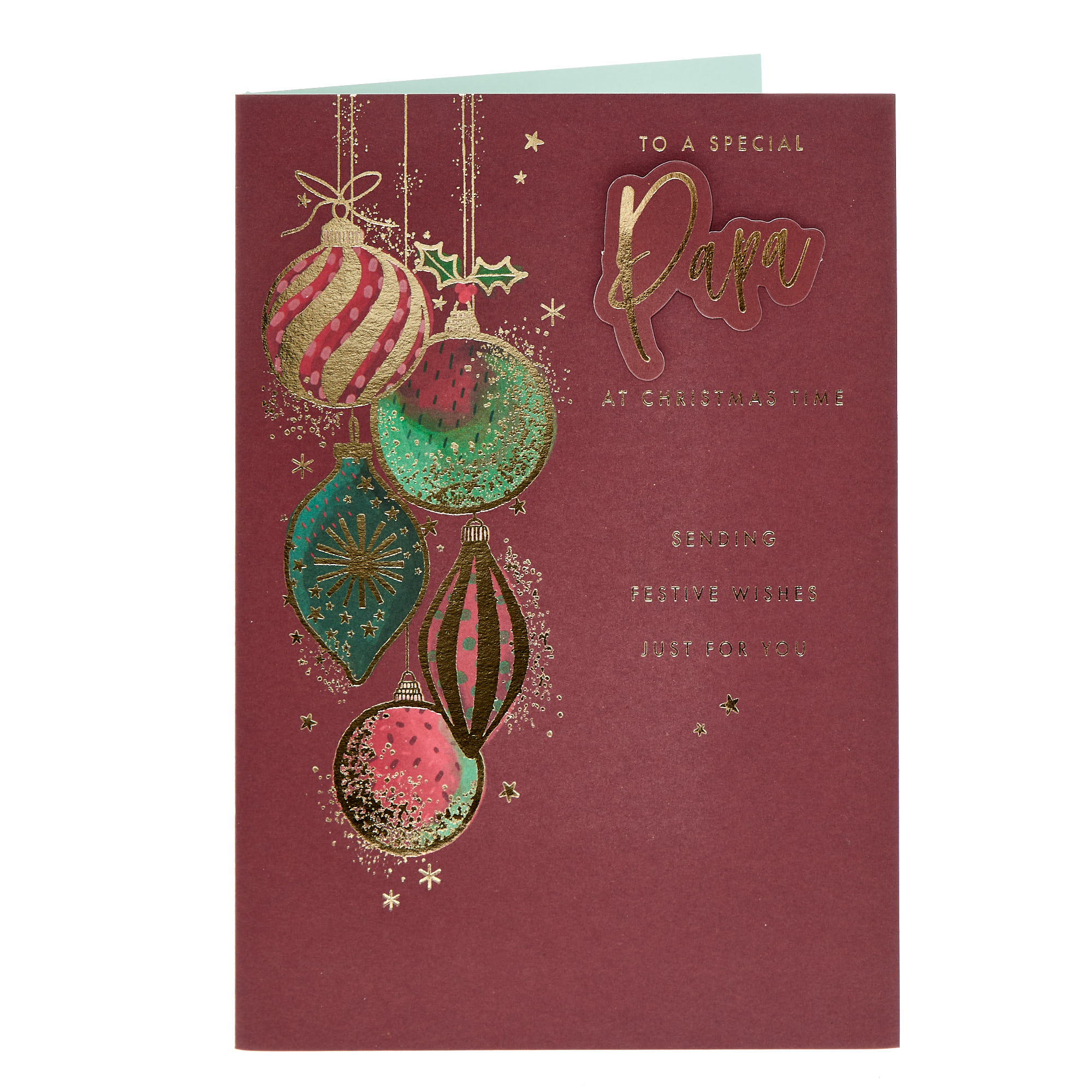 Special Papa Baubles Christmas Card