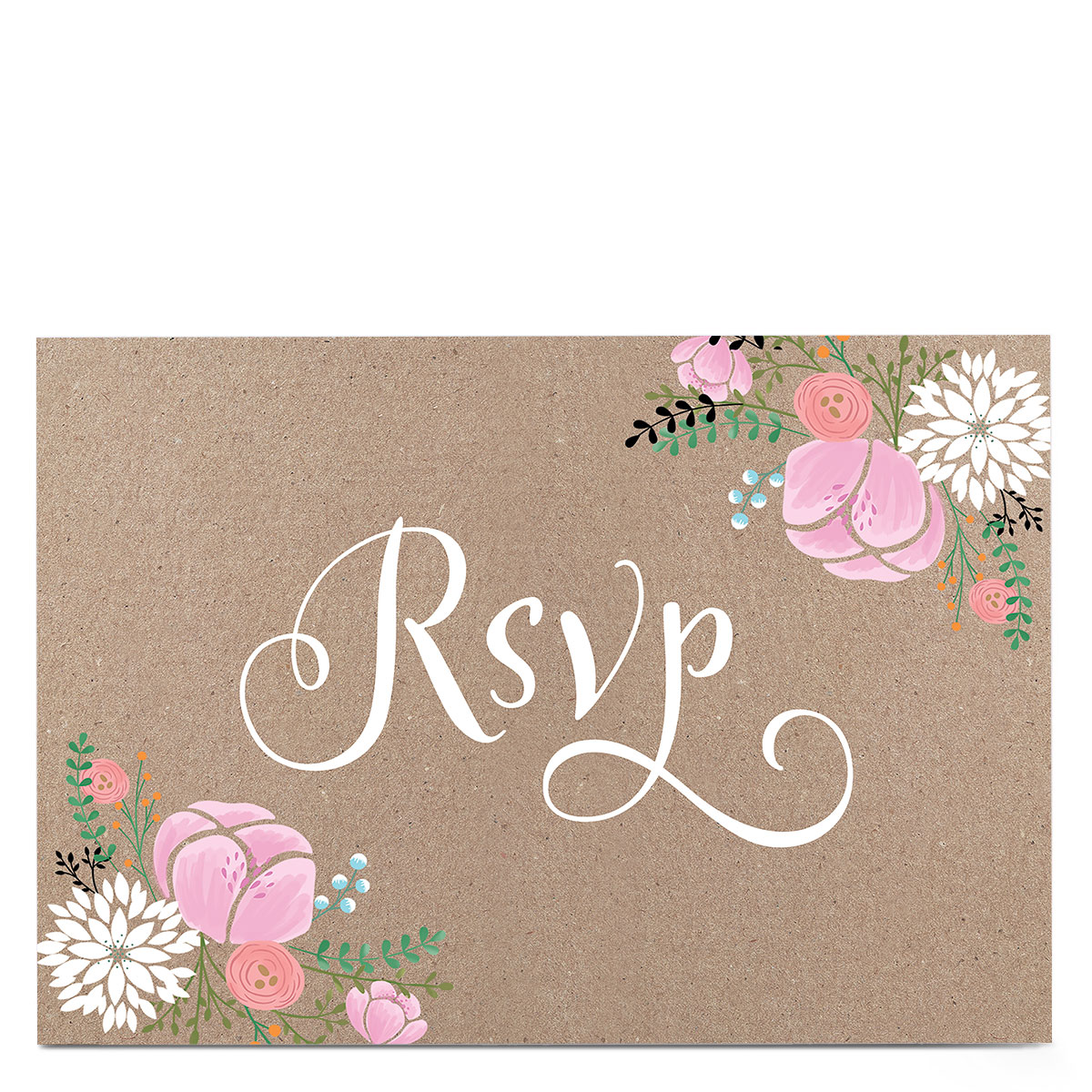 Personalised Wedding RSVP Card - Rustic Floral