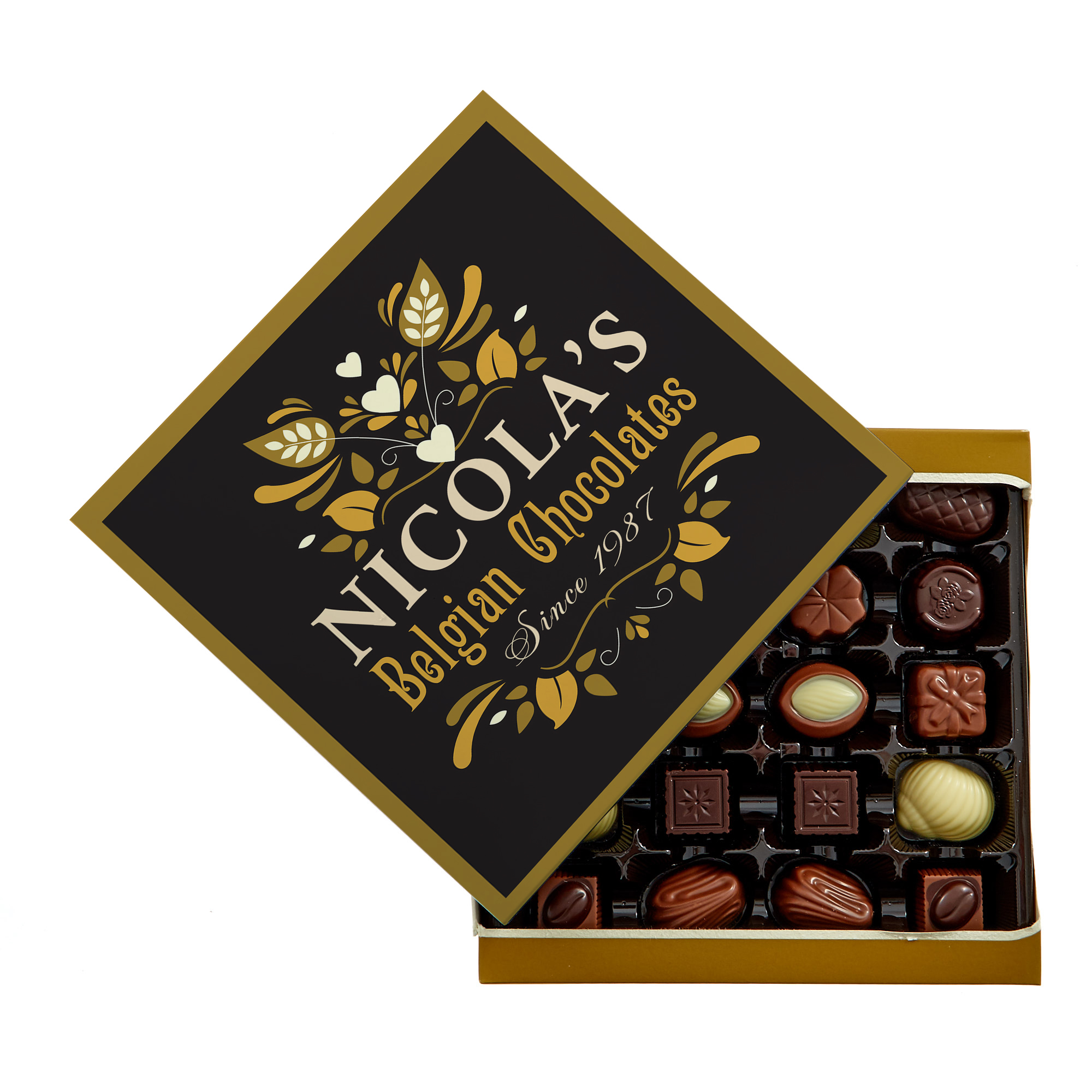 Personalised Belgian Chocolates - Black & Gold