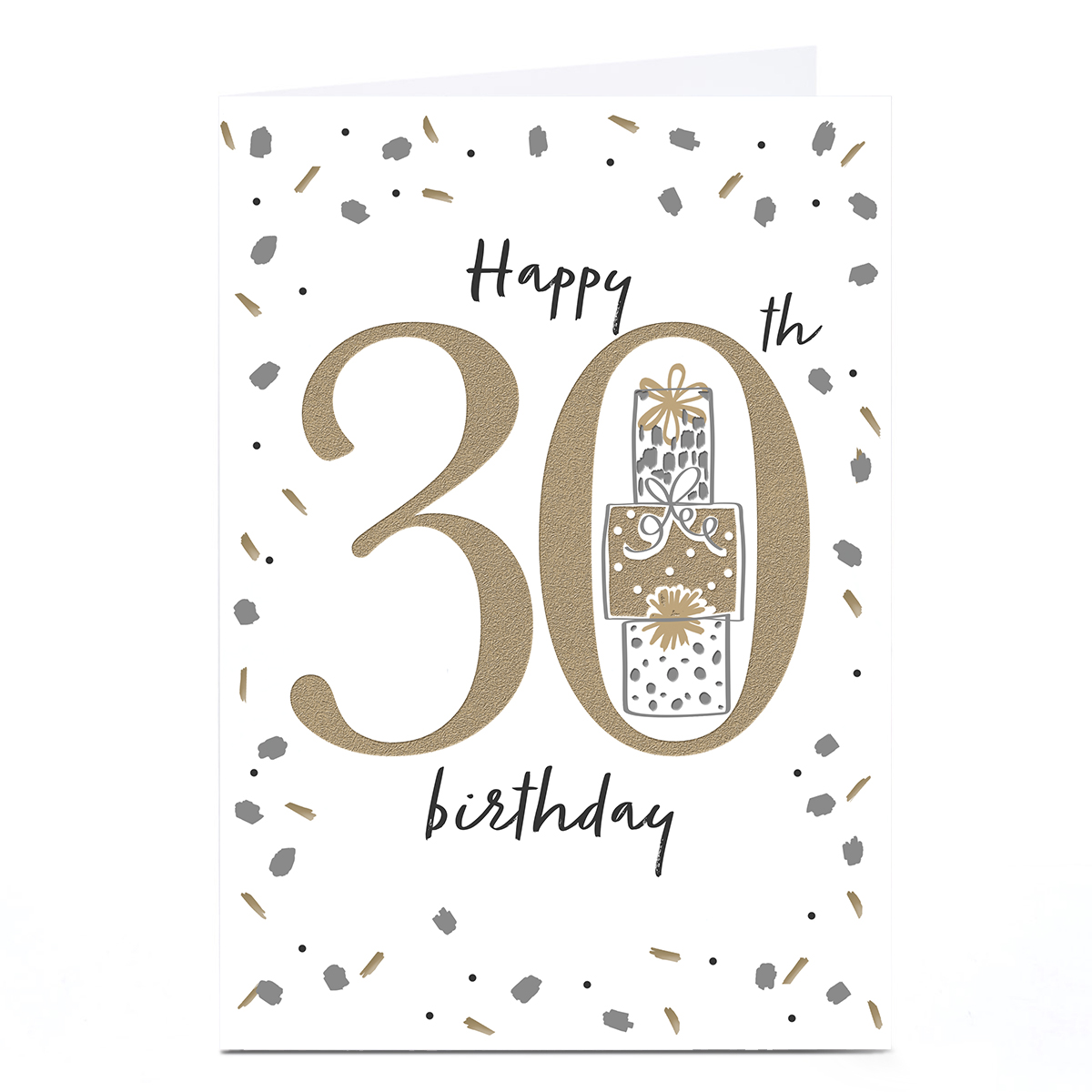 30th Birthday Card - Gold And Silver Confetti