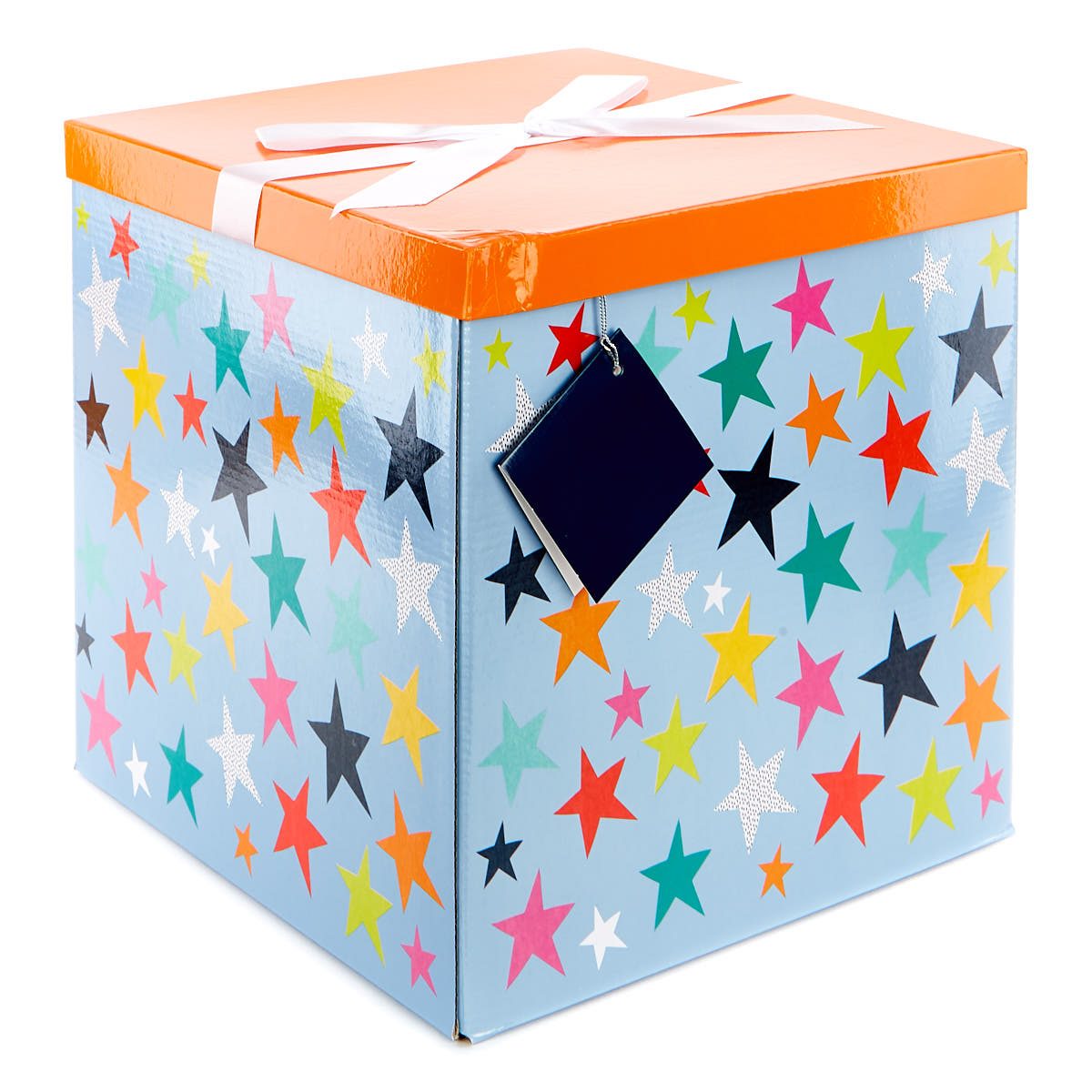 Jumbo Flat-Pack Gift Box - Orange & Blue Stars