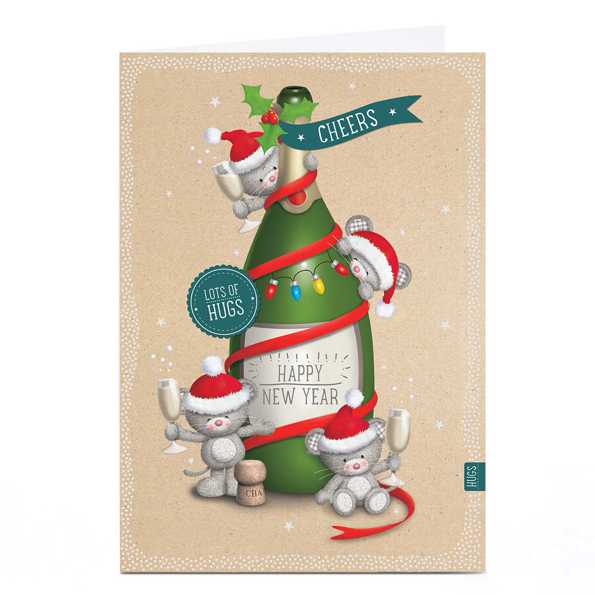 Personalised Christmas Card - Cheers Champagne