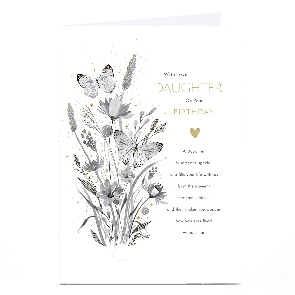 Birthday Card - Wild Flowers and Butterflies, Daughter