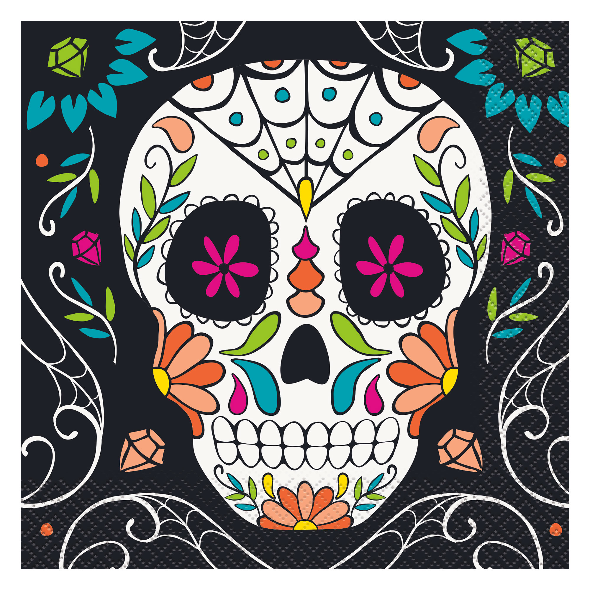 Day of The Dead Party Tableware Bundle - 16 Guests