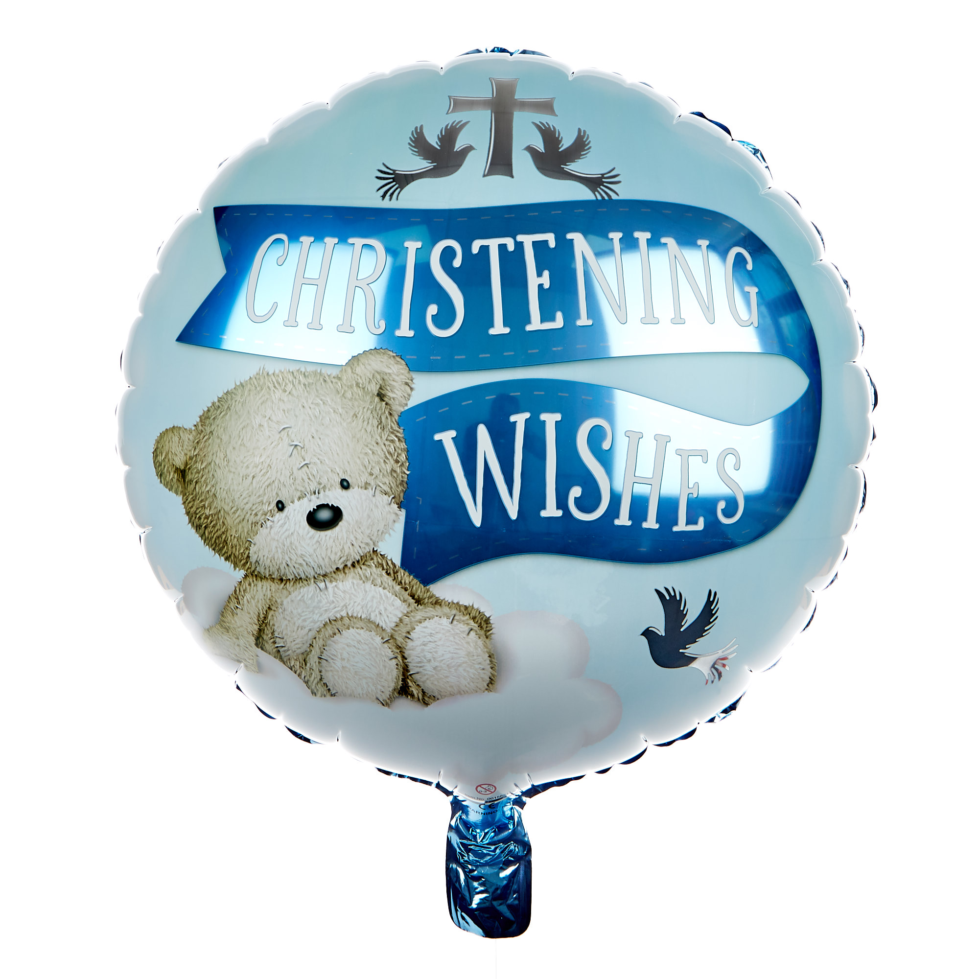 Blue Hugs Bear Christening 18-Inch Foil Helium Balloon 