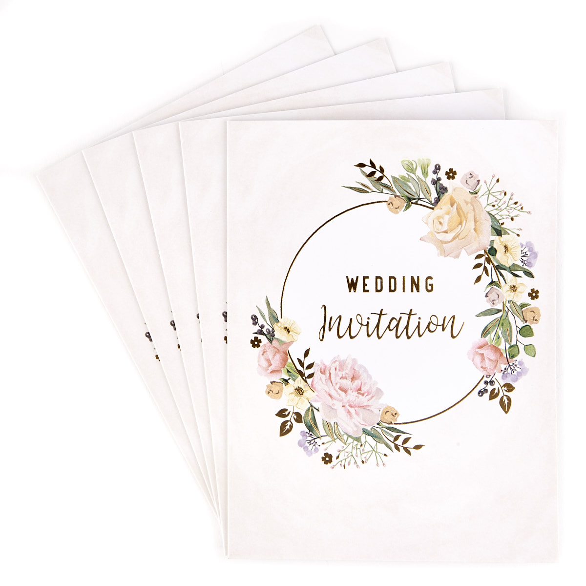 Floral Pink Wedding Invitations - Pack of 12