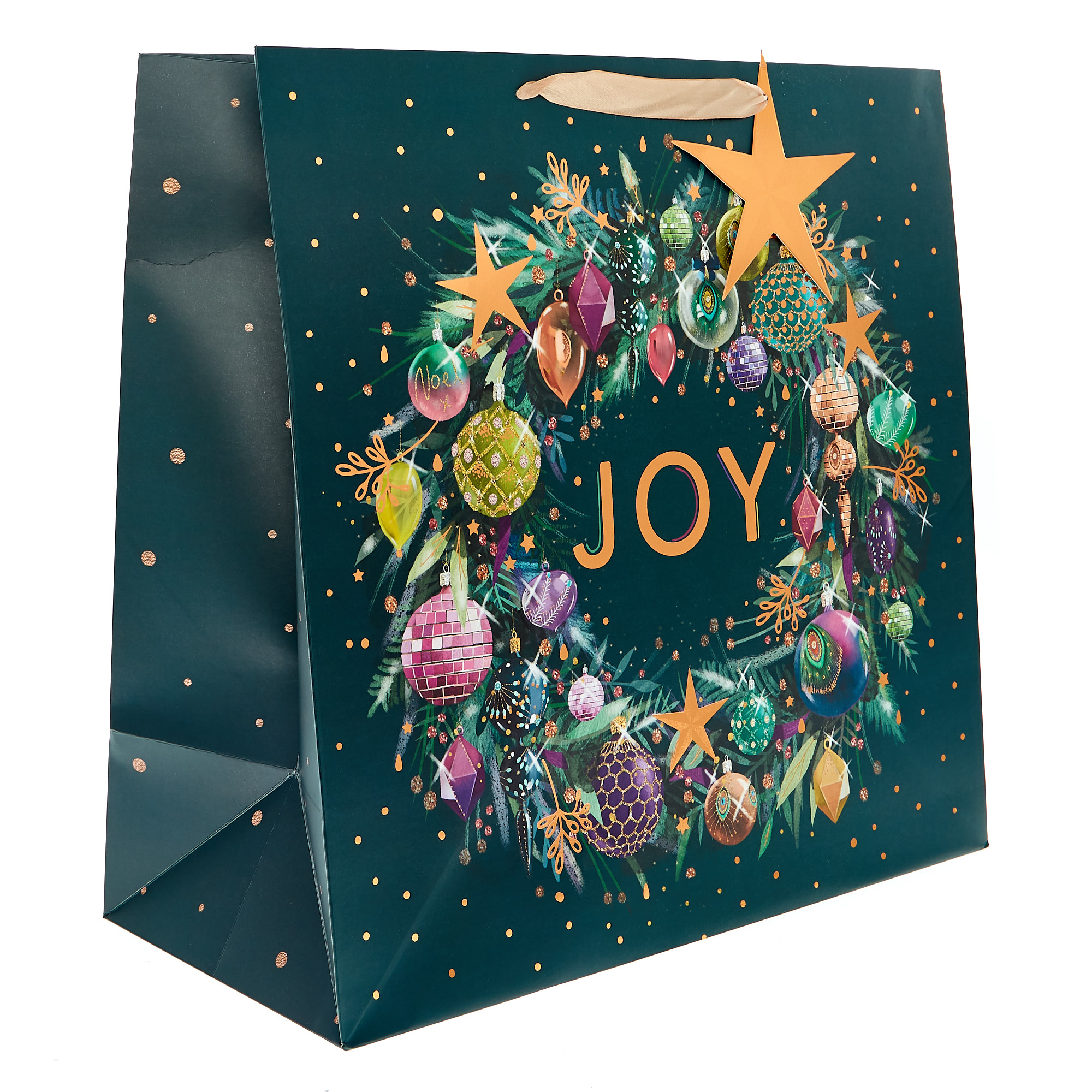 Extra Large Square Festive Wreath Christmas Gift Bag