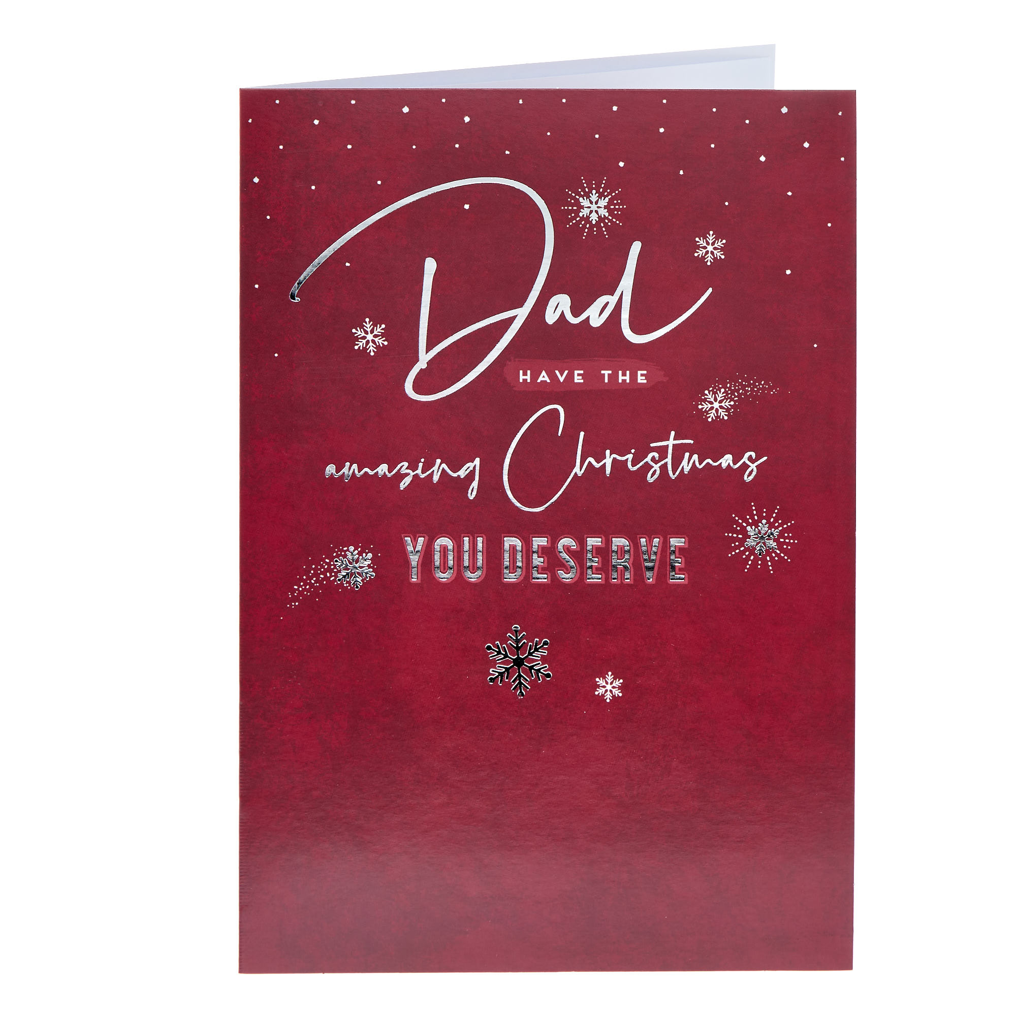 Dad Red & Silver Snowlfakes Christmas Card