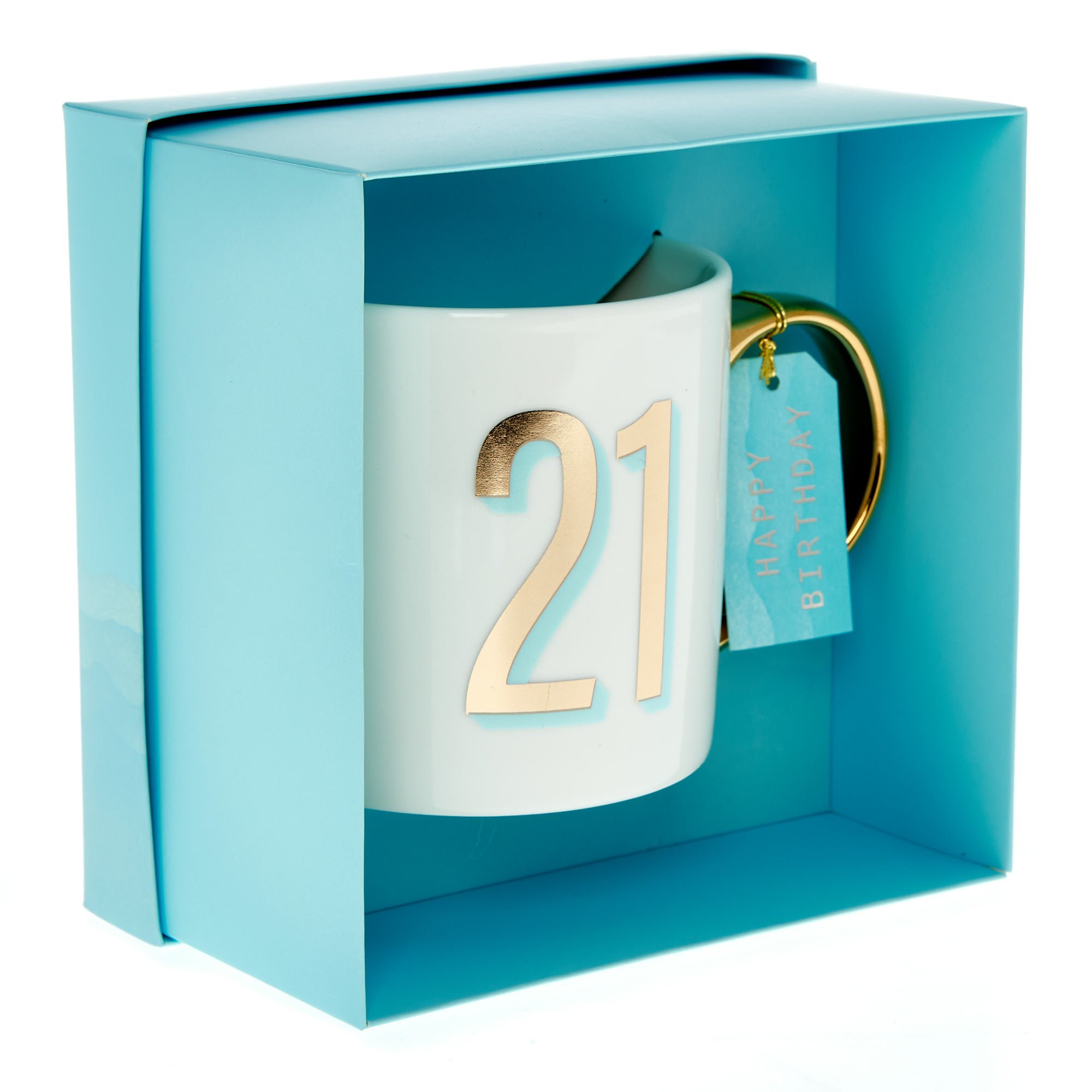 Blue & Gold 21st Birthday Mug in a Box
