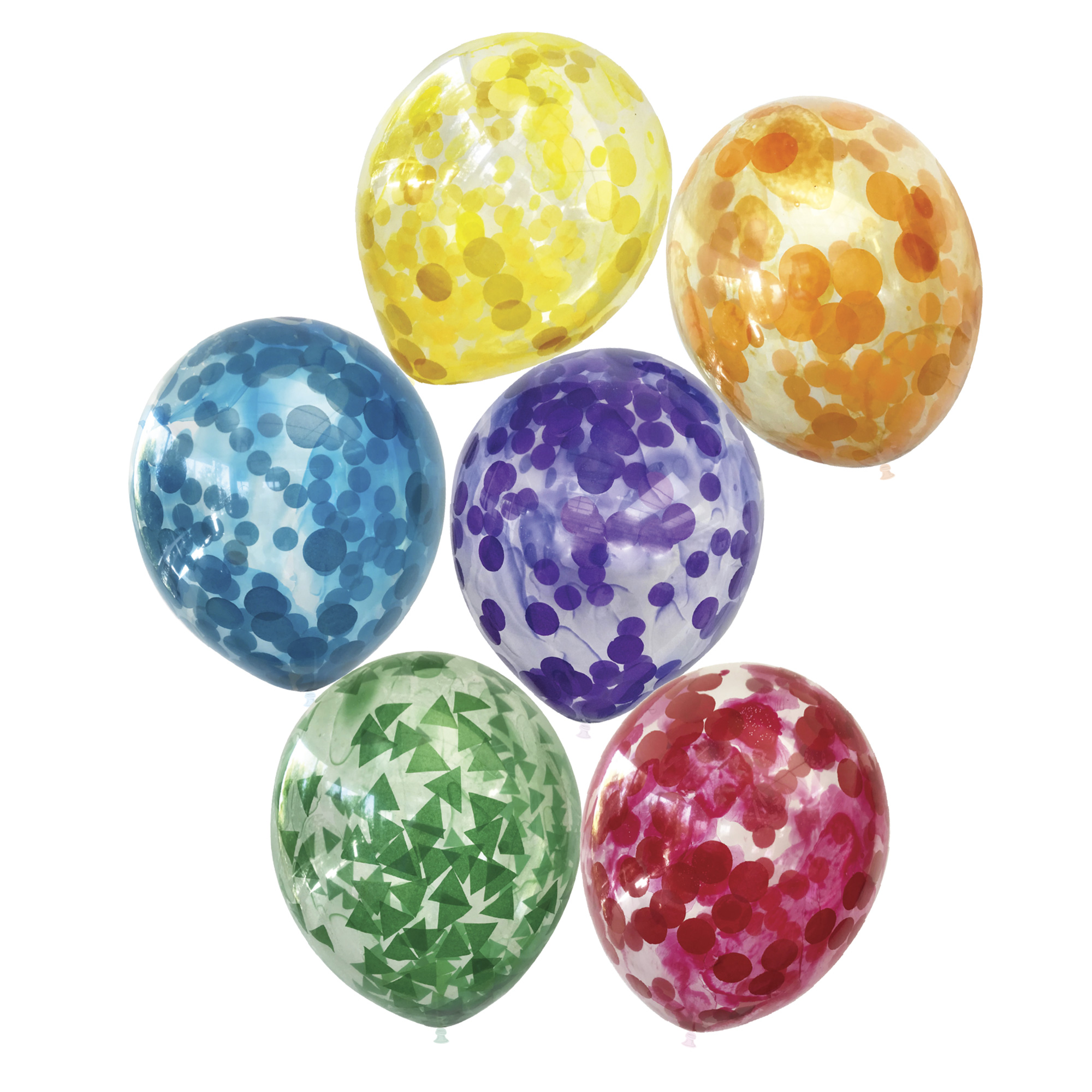 Multicoloured Confetti Balloons - Pack Of 6