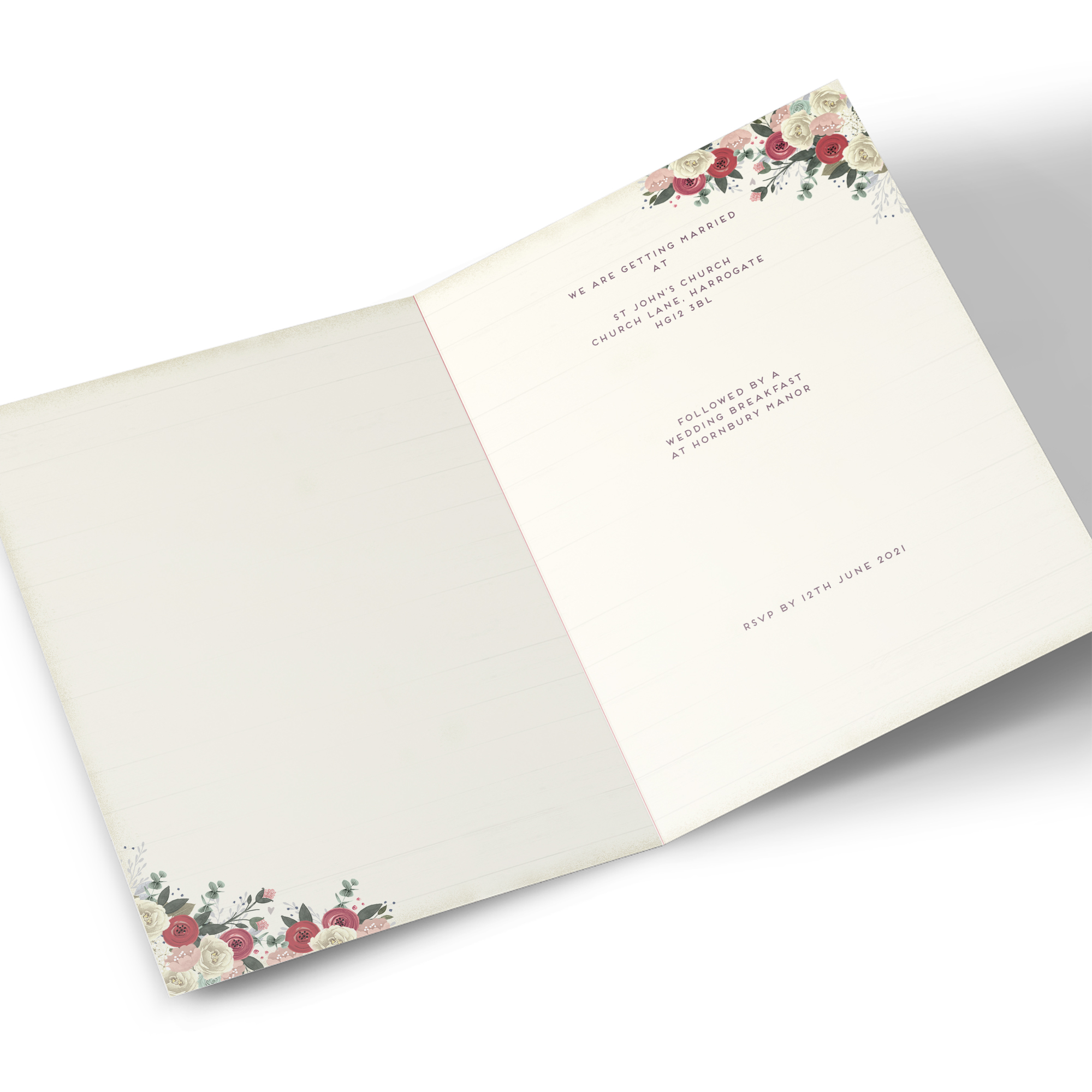 Personalised Wedding Invitation - Roses