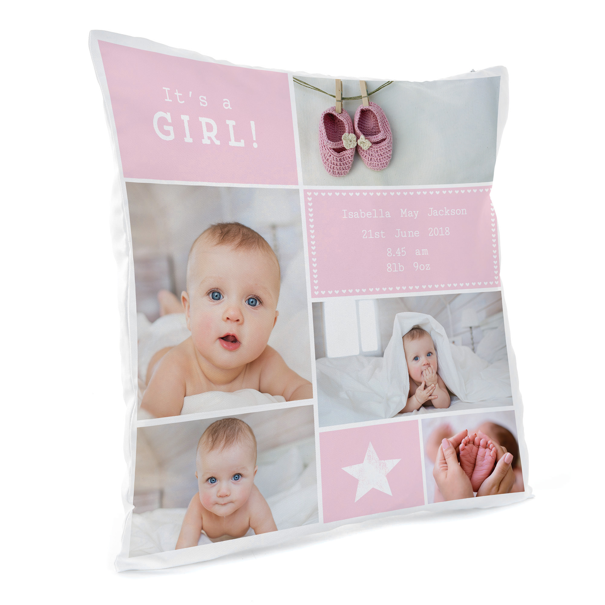 personalised baby girl cushion