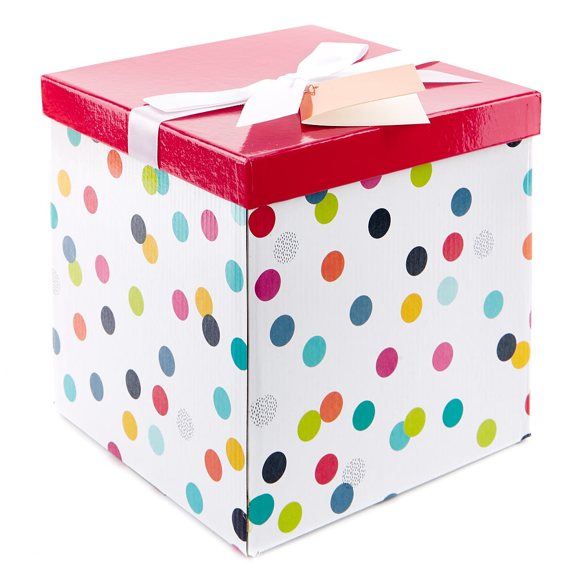 Large Flat-Pack Gift Box - Red & White With Spots