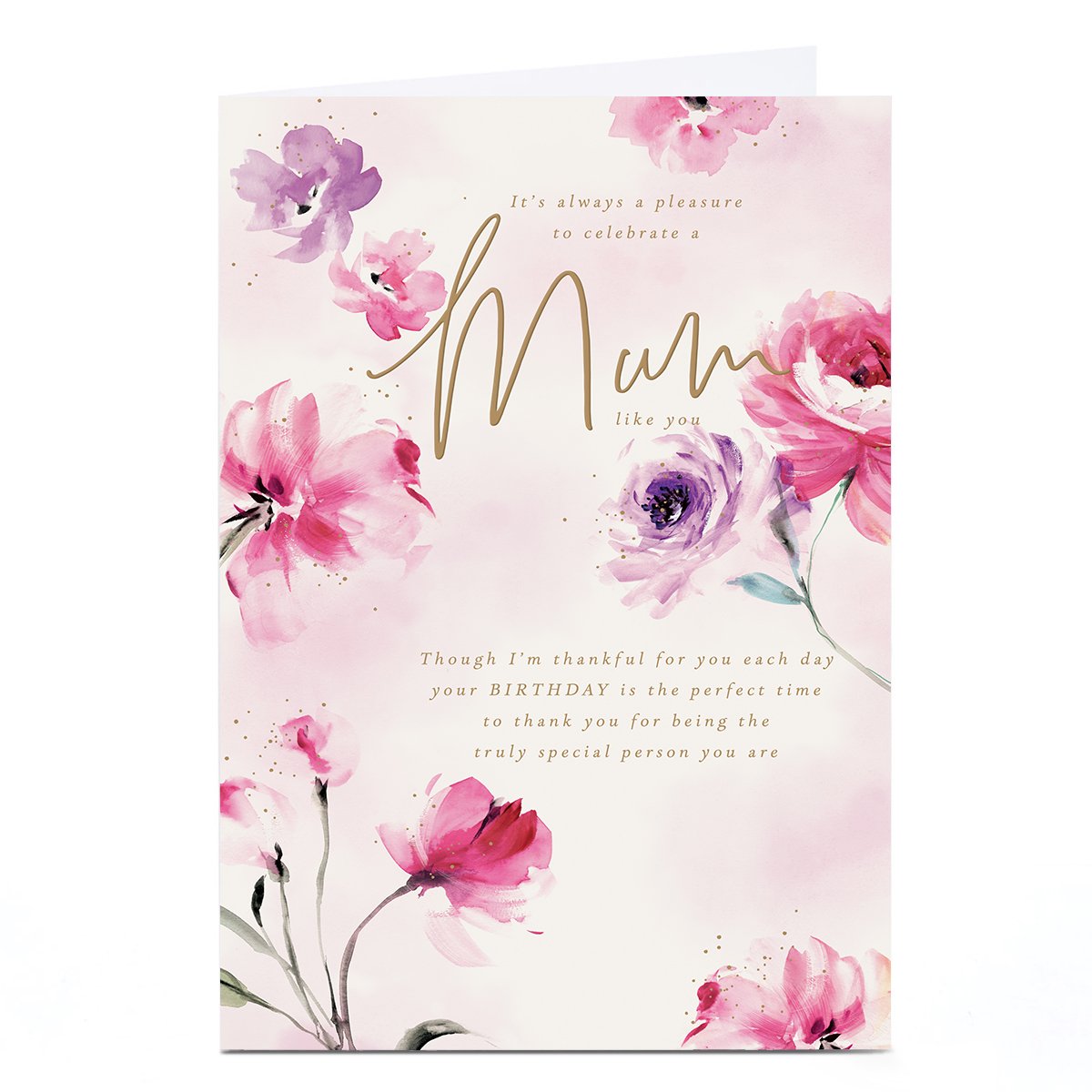 Personalised Birthday Card - Truly Special Person Pink Flowers, Mum