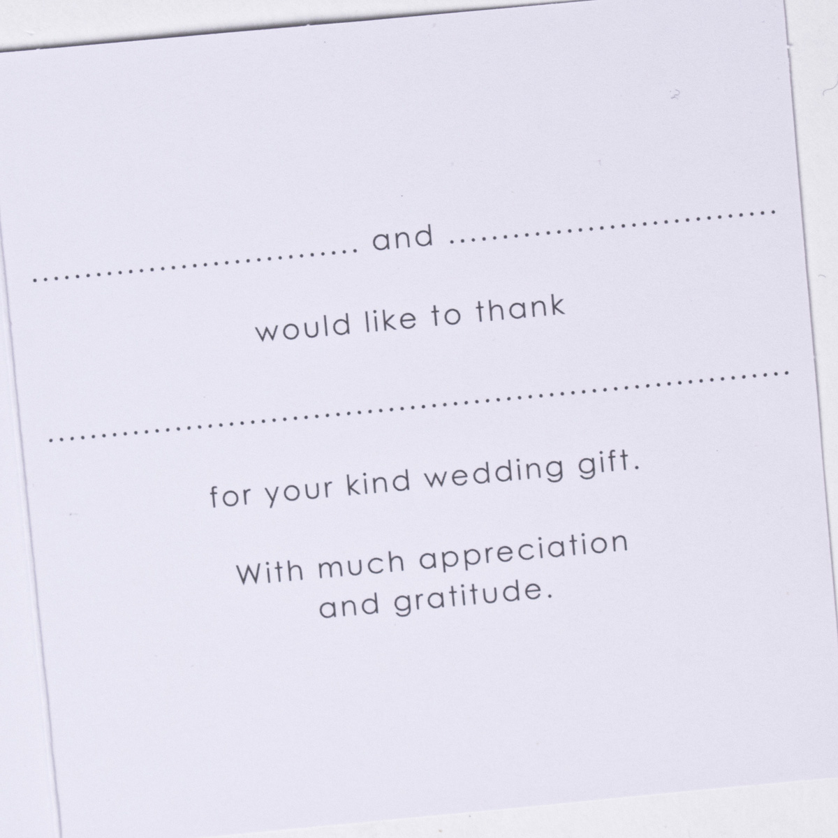 White Wedding Gift Thank You Cards, Pack of 10