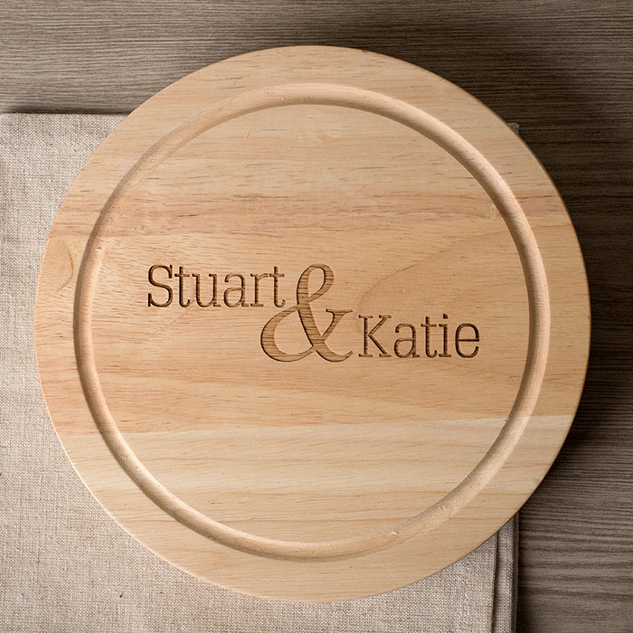 Personalised Engraved Wooden Cheeseboard Set - Couple's Names