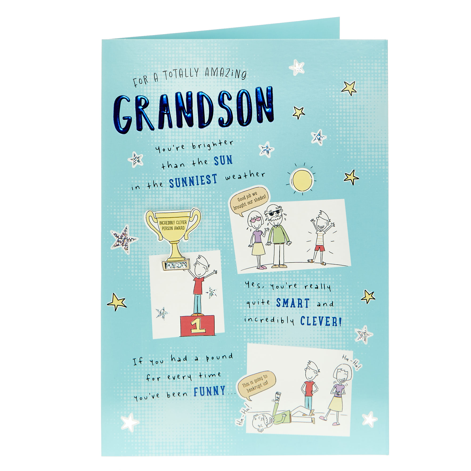 Grandson Brighter Than The Sun Birthday Card