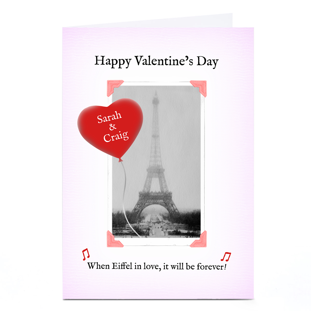 Personalised Witty In Pink Valentine's Day Card - Eiffel Tower