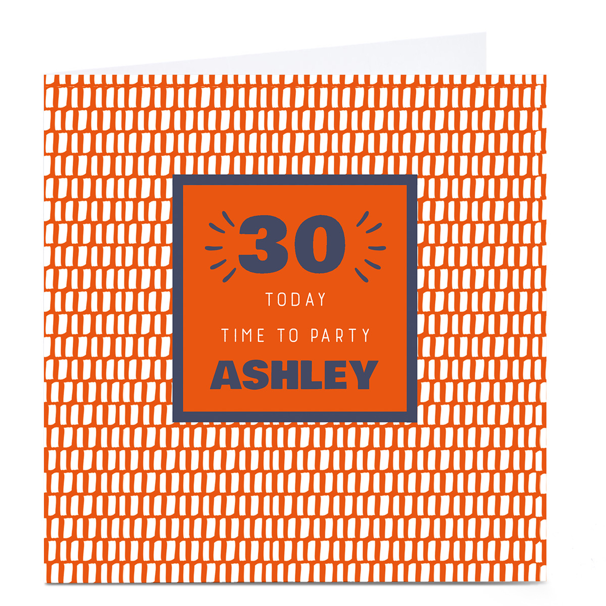Personalised 30th Birthday Card - Time To Party Orange
