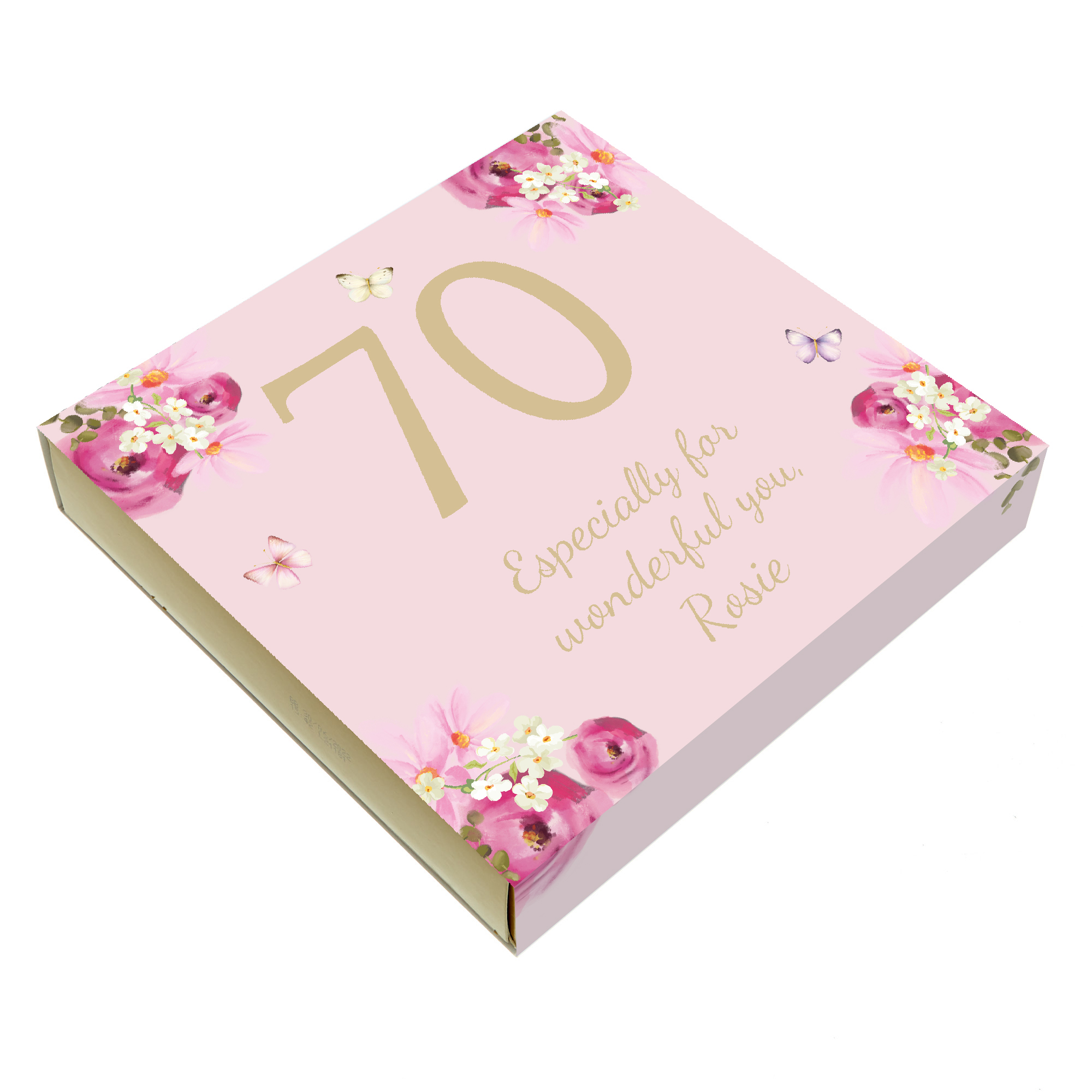 Personalised Belgian Chocolates - Pink Floral, Editable Age
