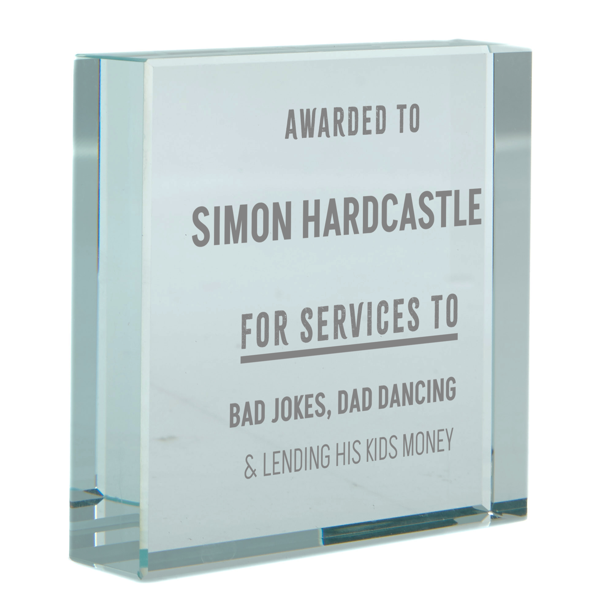 Personalised Engraved Glass Token  - Dad Award