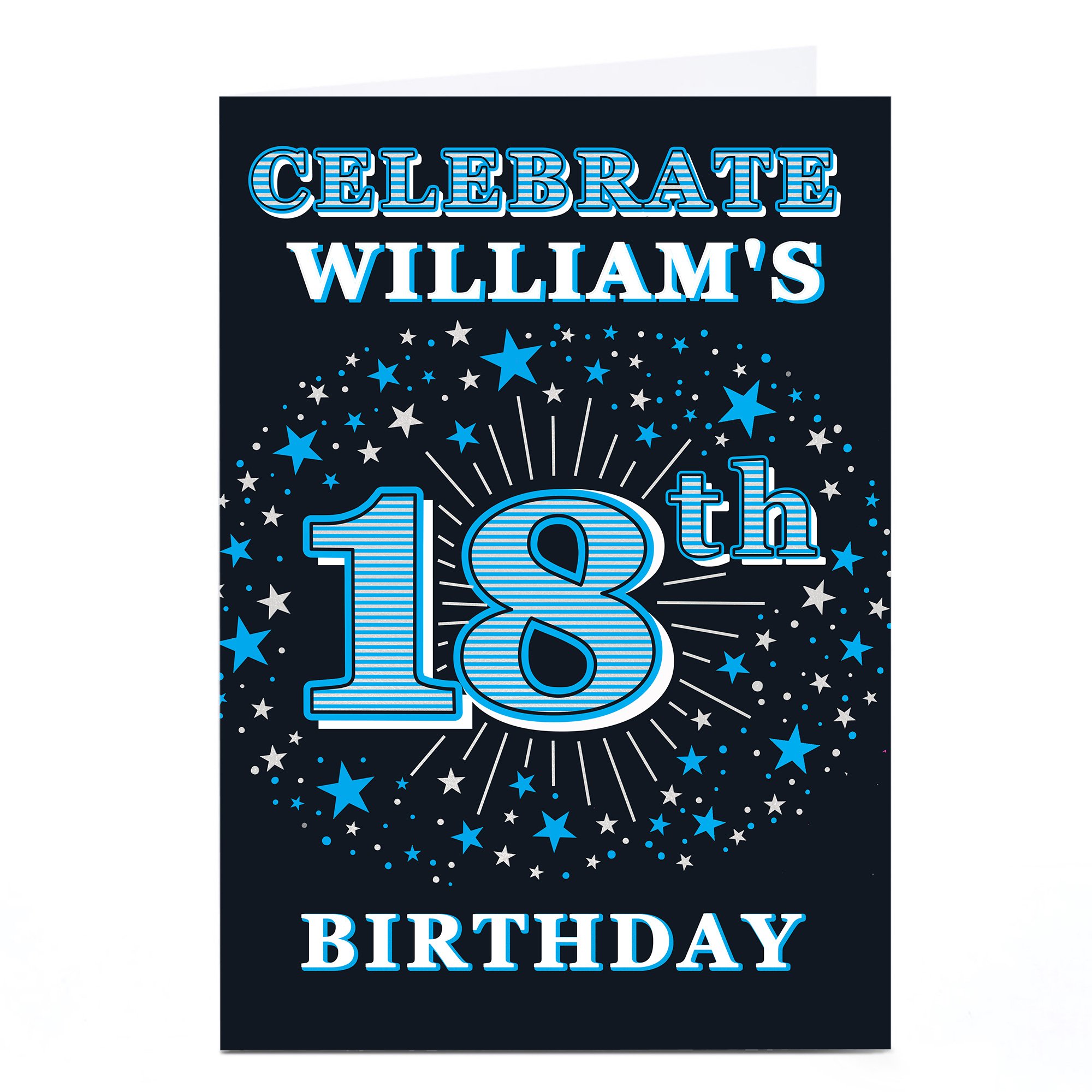 Personalised 18th Birthday Invitation - Blue Stars