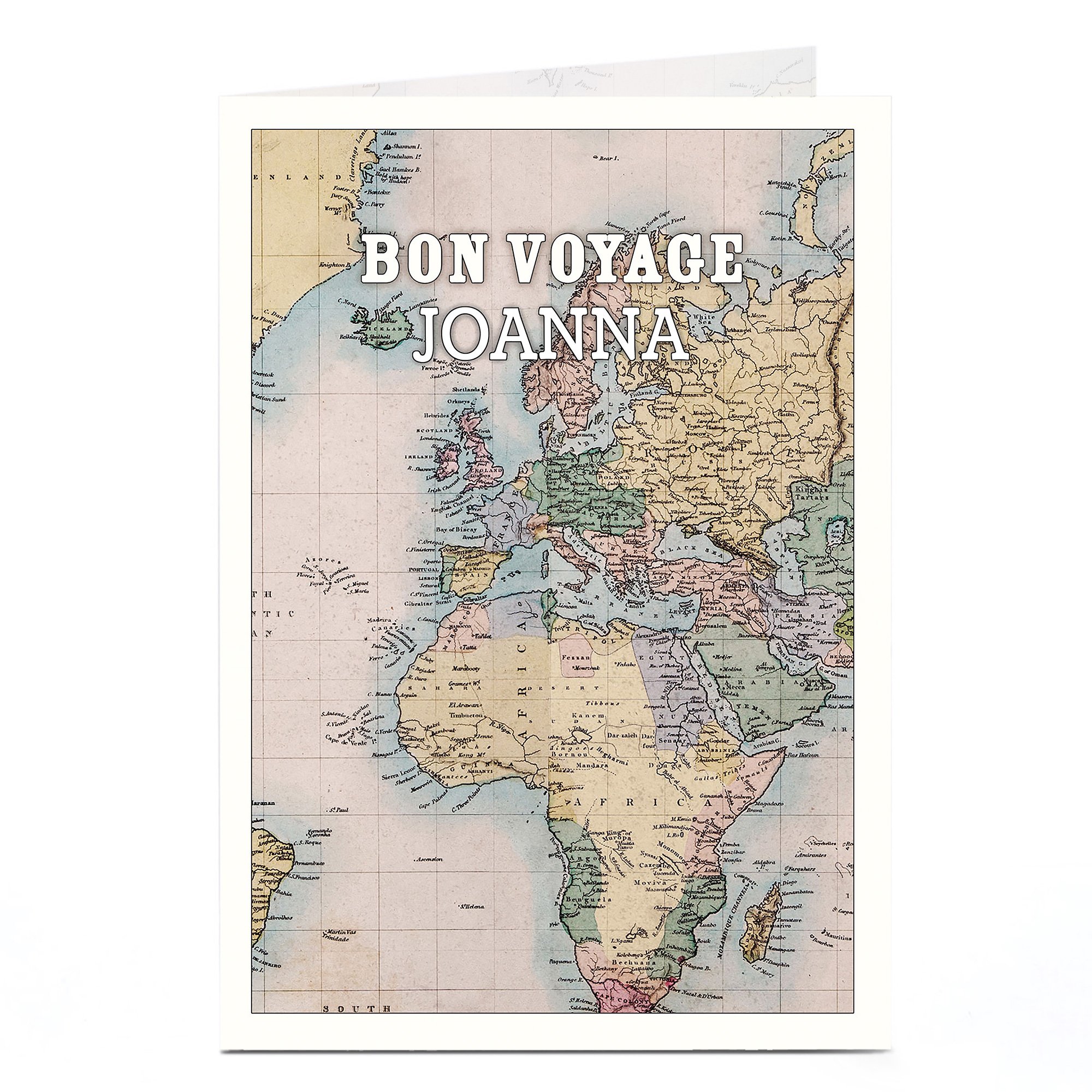 Personalised Bon Voyage Card - Vintage Map