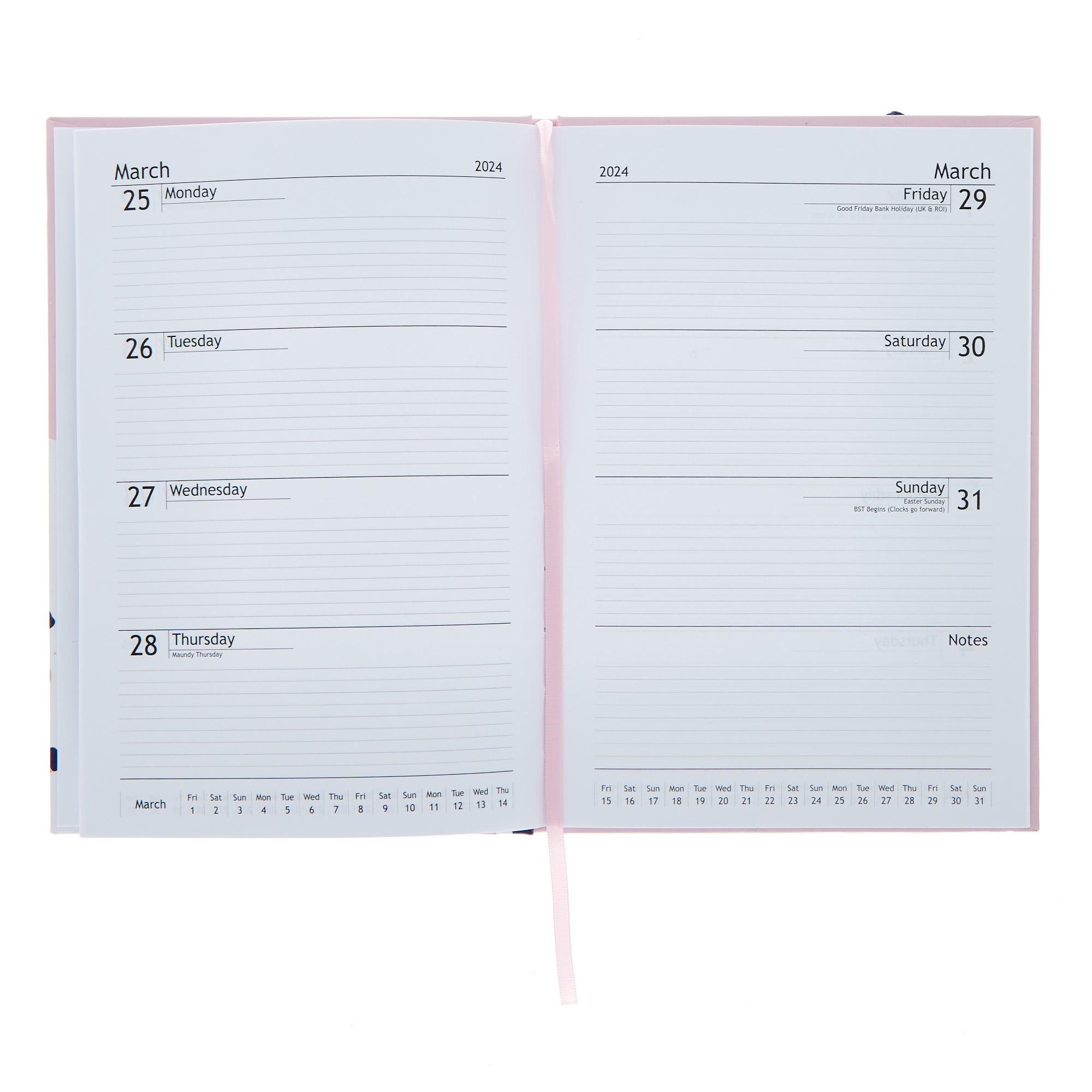 A5 Pink Leopard Print Week on 2 Pages 2024 Diary