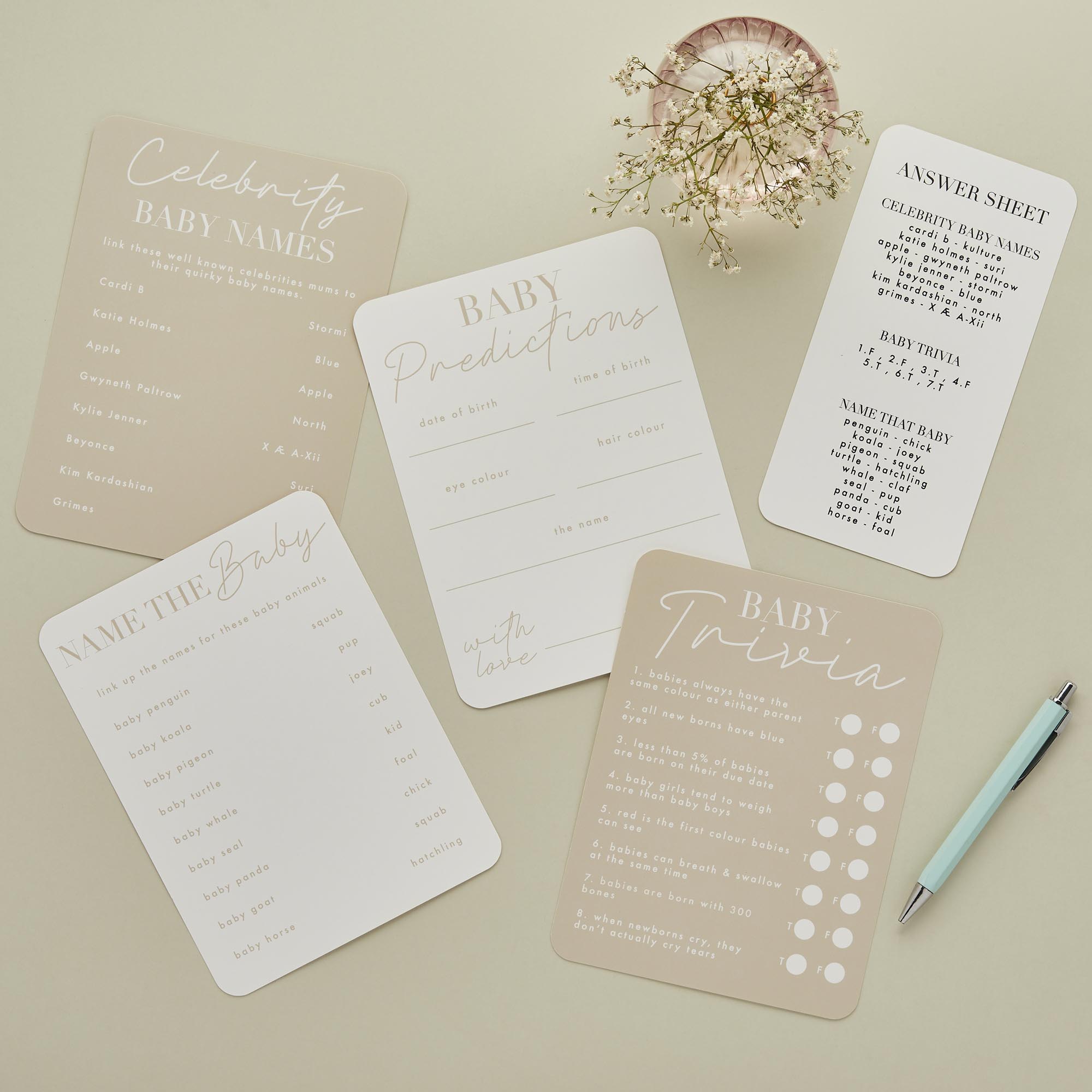 Baby Shower Activity Pack - Pack of 24