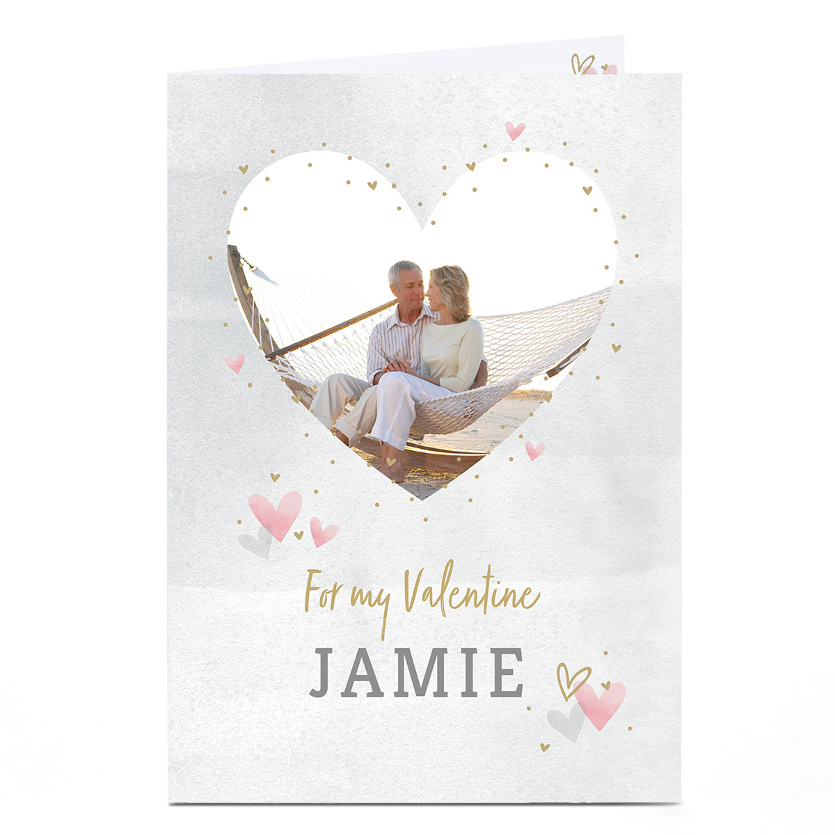 A4 Photo Valentine's Day Card - Watercolour Hearts