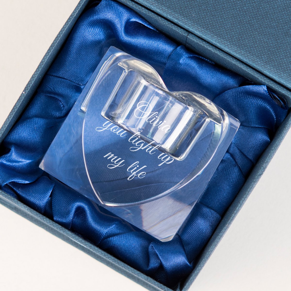 Personalised Optical Crystal Heart Tealight Holder