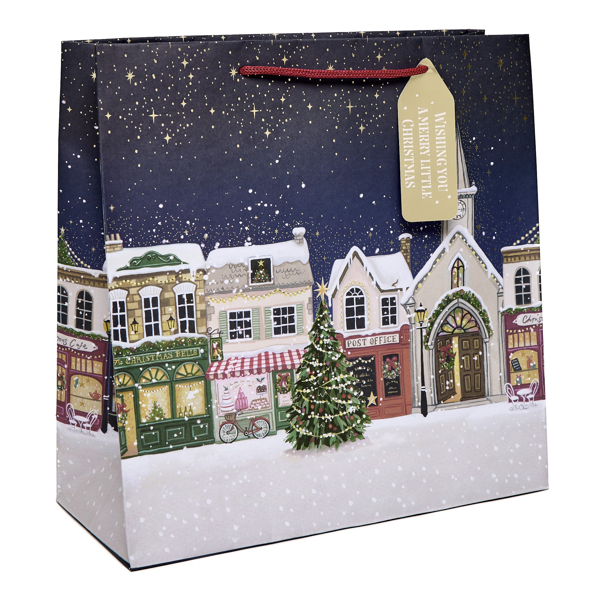 Winter Market Large Square Christmas Gift Bag