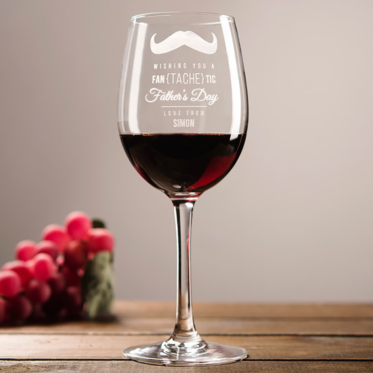 Personalised Fan{tache}tic Father's Day Wine Glass