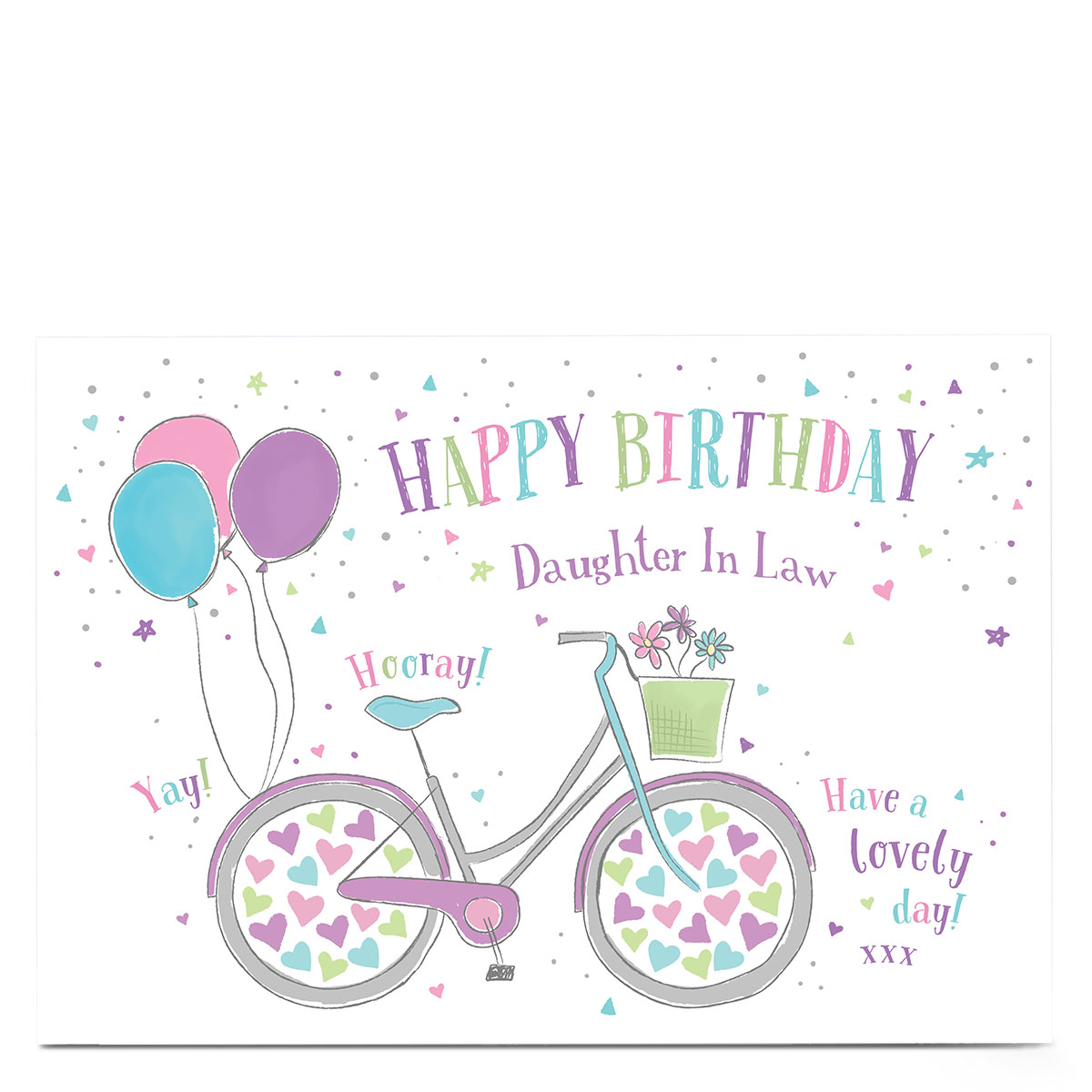 Personalised Birthday Card - Bike & Hearts Daughter in Law