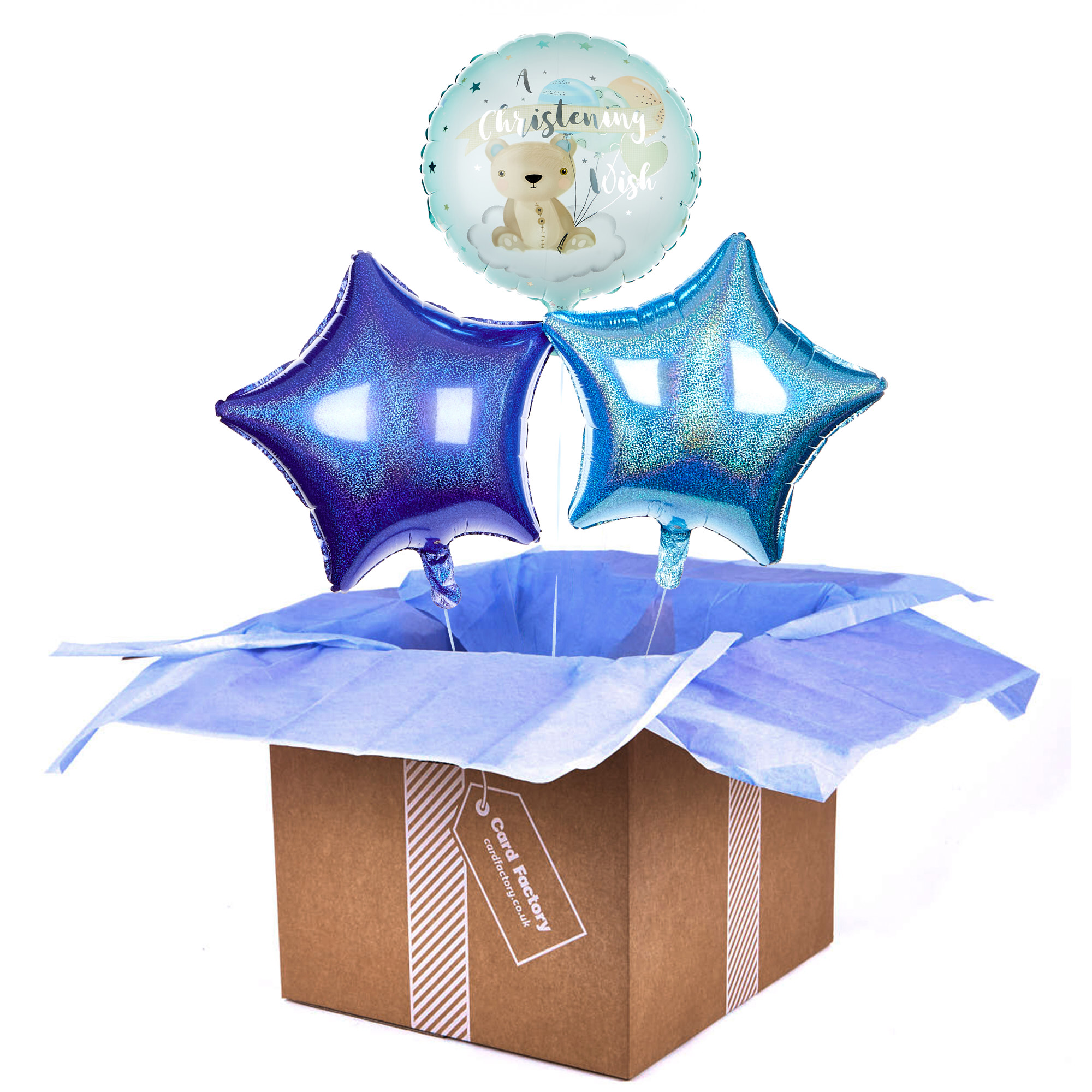 Blue Christening Wish Balloon Bouquet - DELIVERED INFLATED!