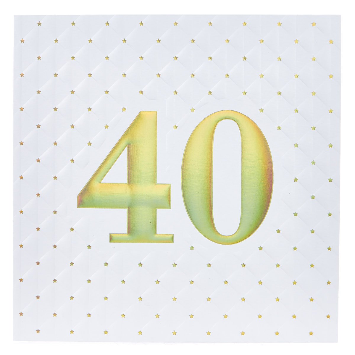 Platinum Collection 40th Birthday Card - While & Gold, Quilted 